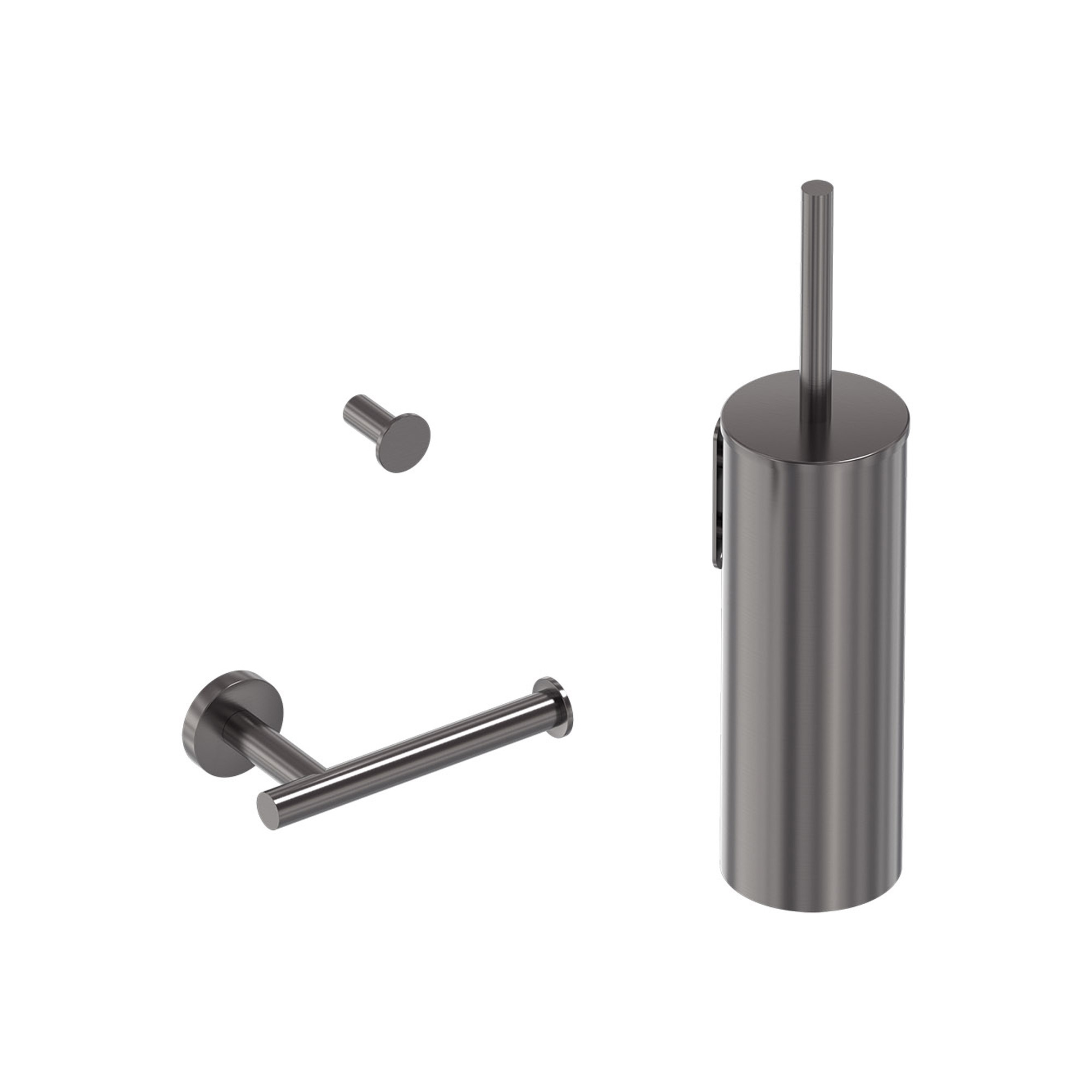 MAY Accessoireset bestaande uit borstelgarnituur toilethaakje en rolhouder 6801356 Geborsteld carbon black PVD