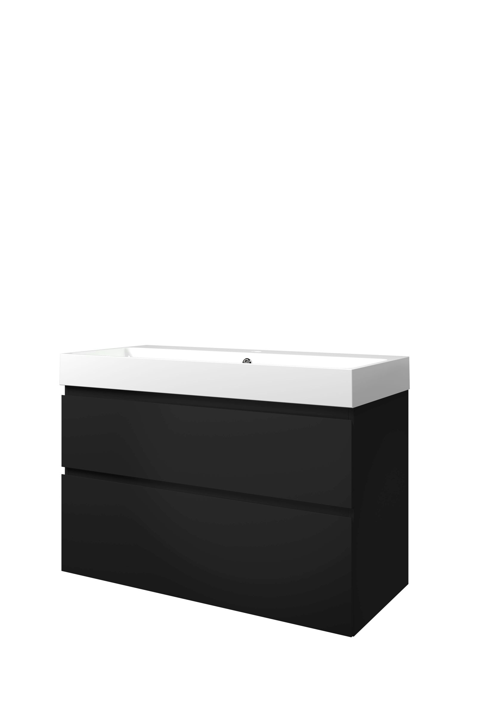 Proline set polystone Loft wast. met 1 krgt. en onderk. a-sym. 1817096 Mat zwart/Glans wit H700xB1000xD460