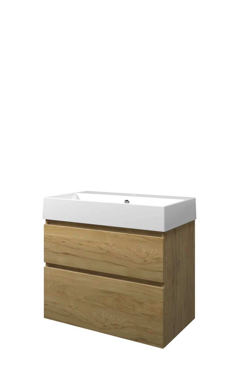Proline set porselein Loft wast. met 1 krgt. en onderk. a-sym. ZGWC801IO Ideal oak/Glans wit H700xB800xD460