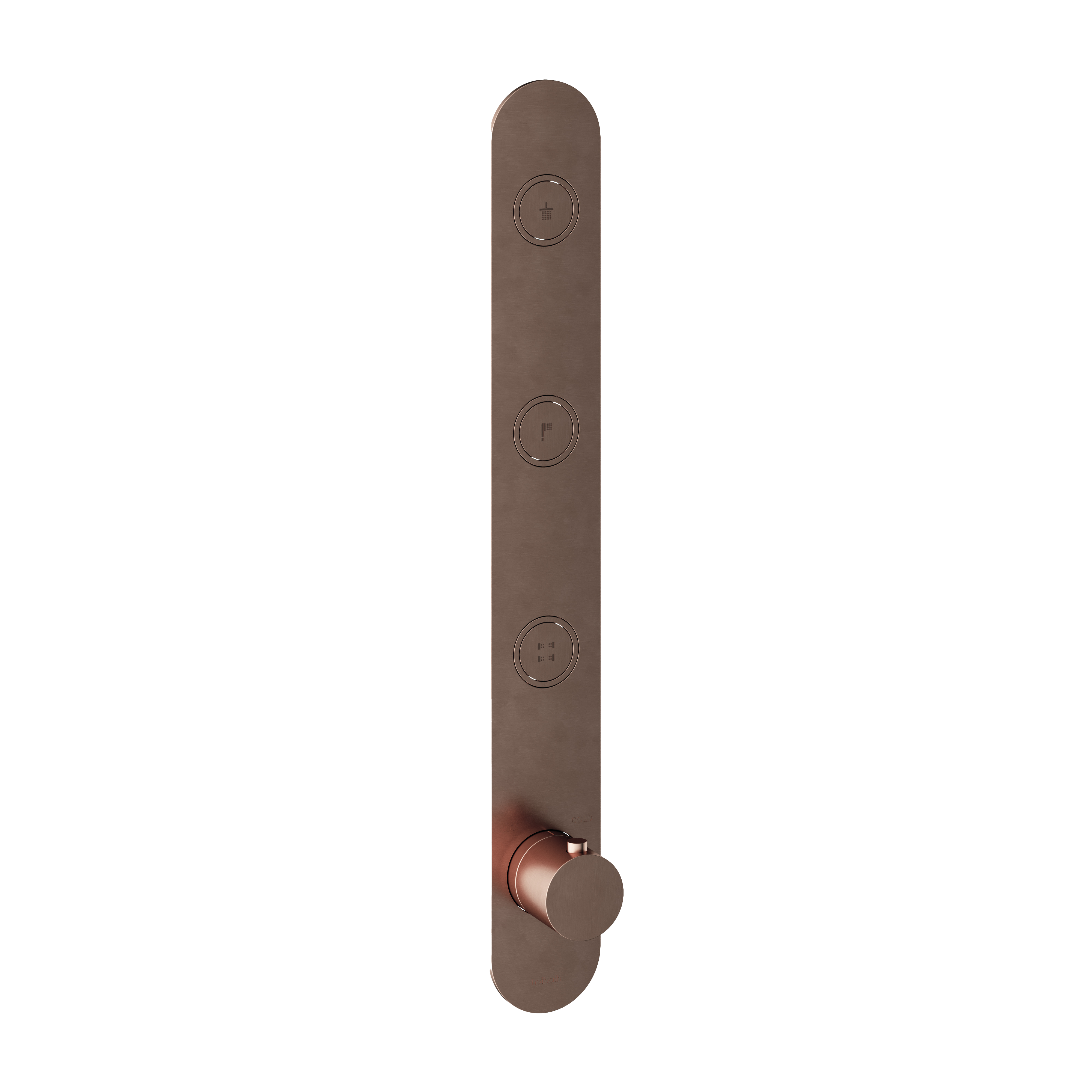 Hotbath Cobber afbouwdeel inbouwthermostaat met 3 pushbuttons PB050EXTBCP Geborsteld Koper PVD