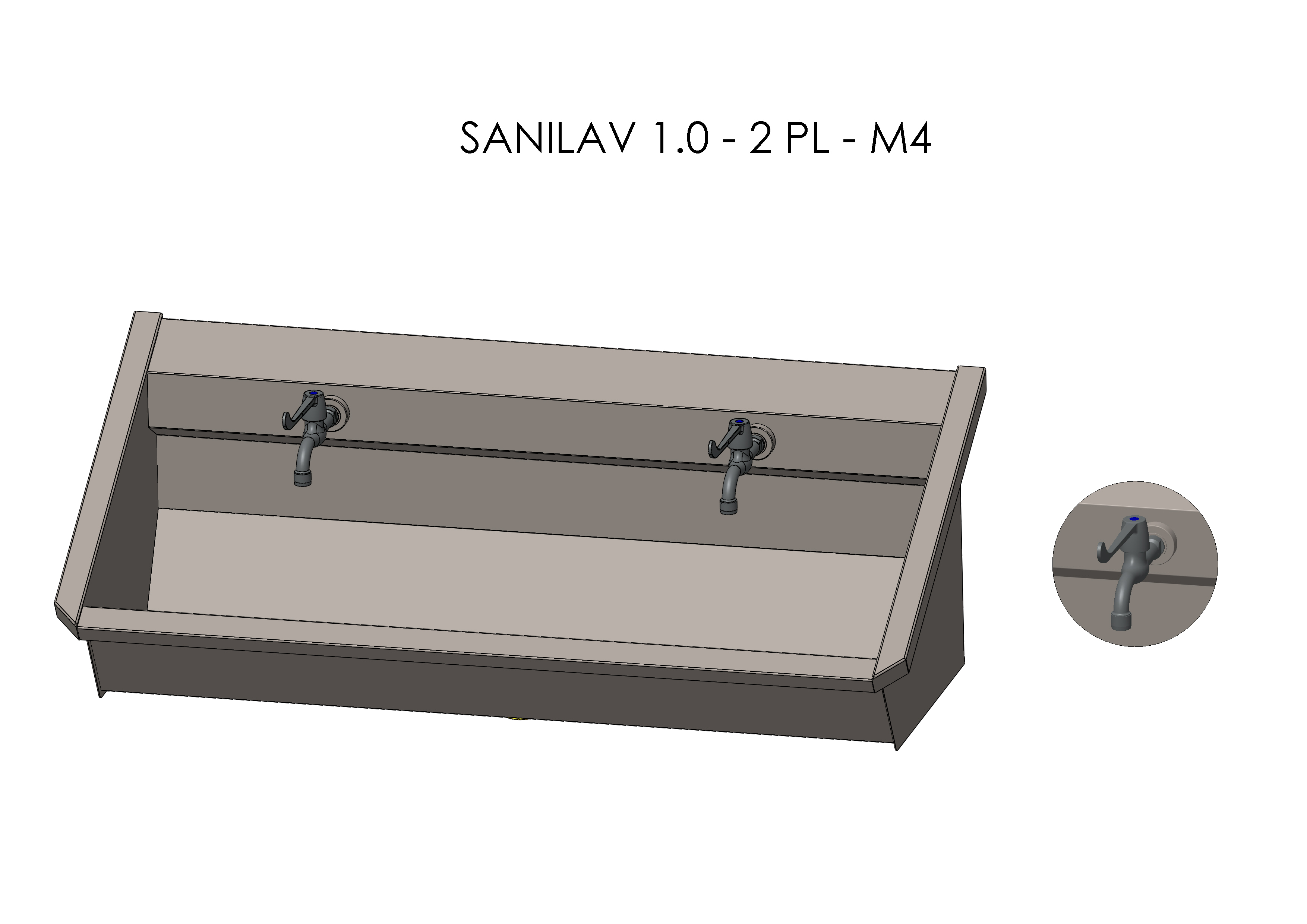 Intersan Sanilav muurwastrog rvs 2p 120 muurkraan SANILAV 1.0-2-M4