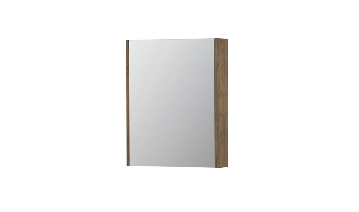INK spiegelkast met 1 dubbelz. spiegeldeur en stopc./schak. 1105110 Naturel eiken H730xB600xD140