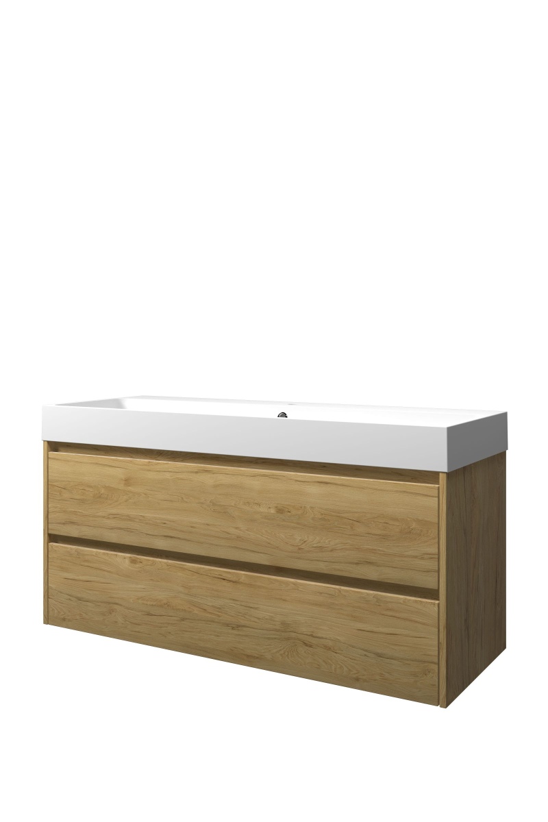 Proline set polystone Loft wast. met 1 krgt. en onderk. sym. PMWB1201IO Ideal oak/Mat wit H620xB1200xD460