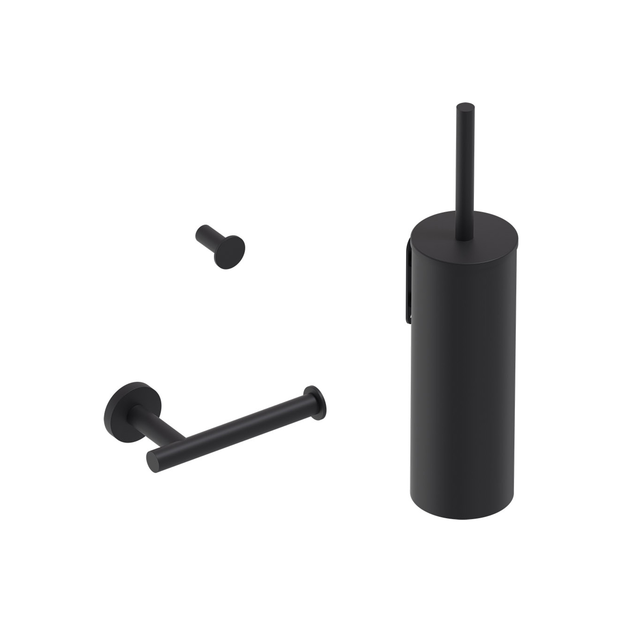MAY Accessoireset bestaande uit borstelgarnituur toilethaakje en rolhouder 6801352 Mat zwart PED