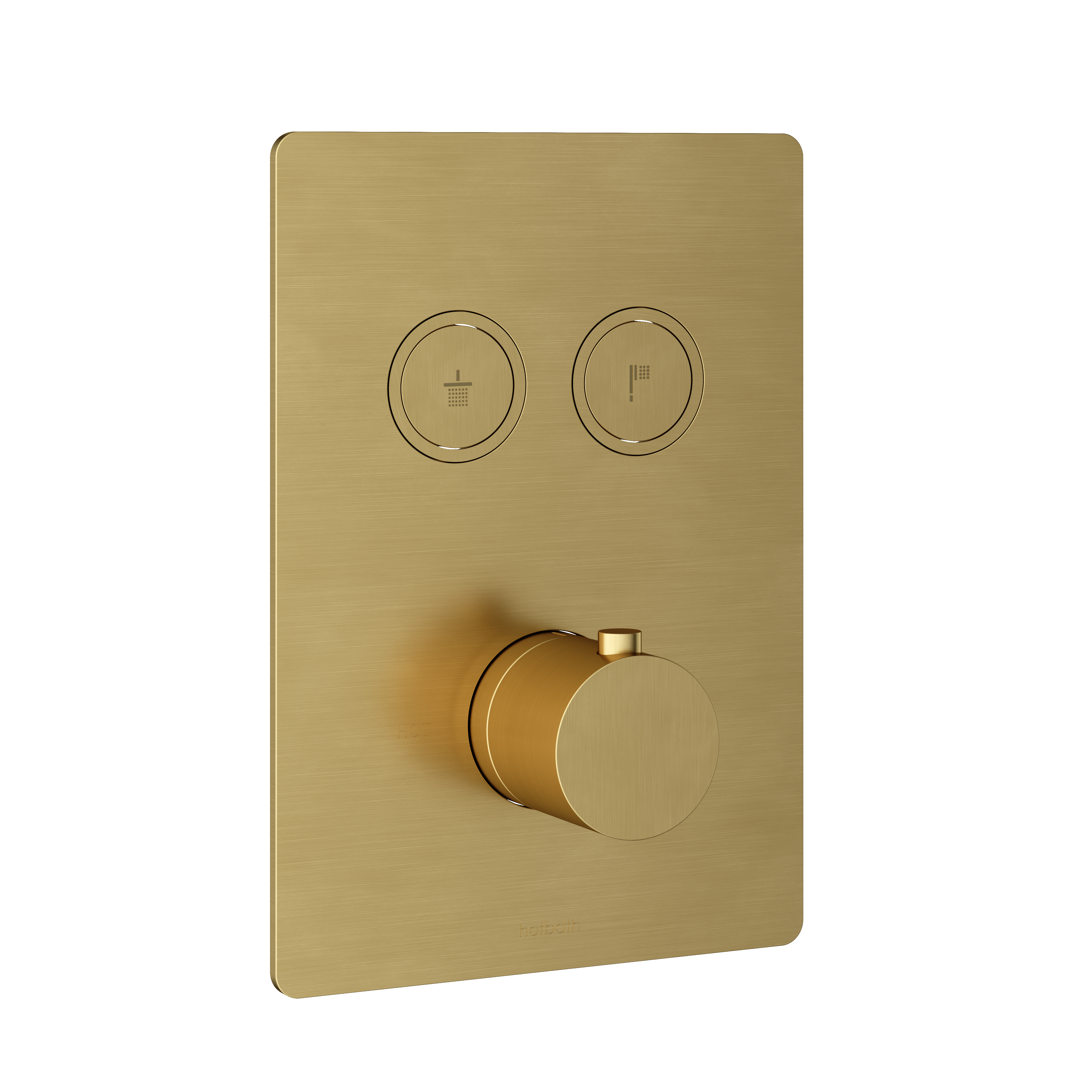 Hotbath Cobber afbouwdeel inbouwthermostaat met 2 pushbuttons PB009QEXTBBP Geborsteld Messing PVD