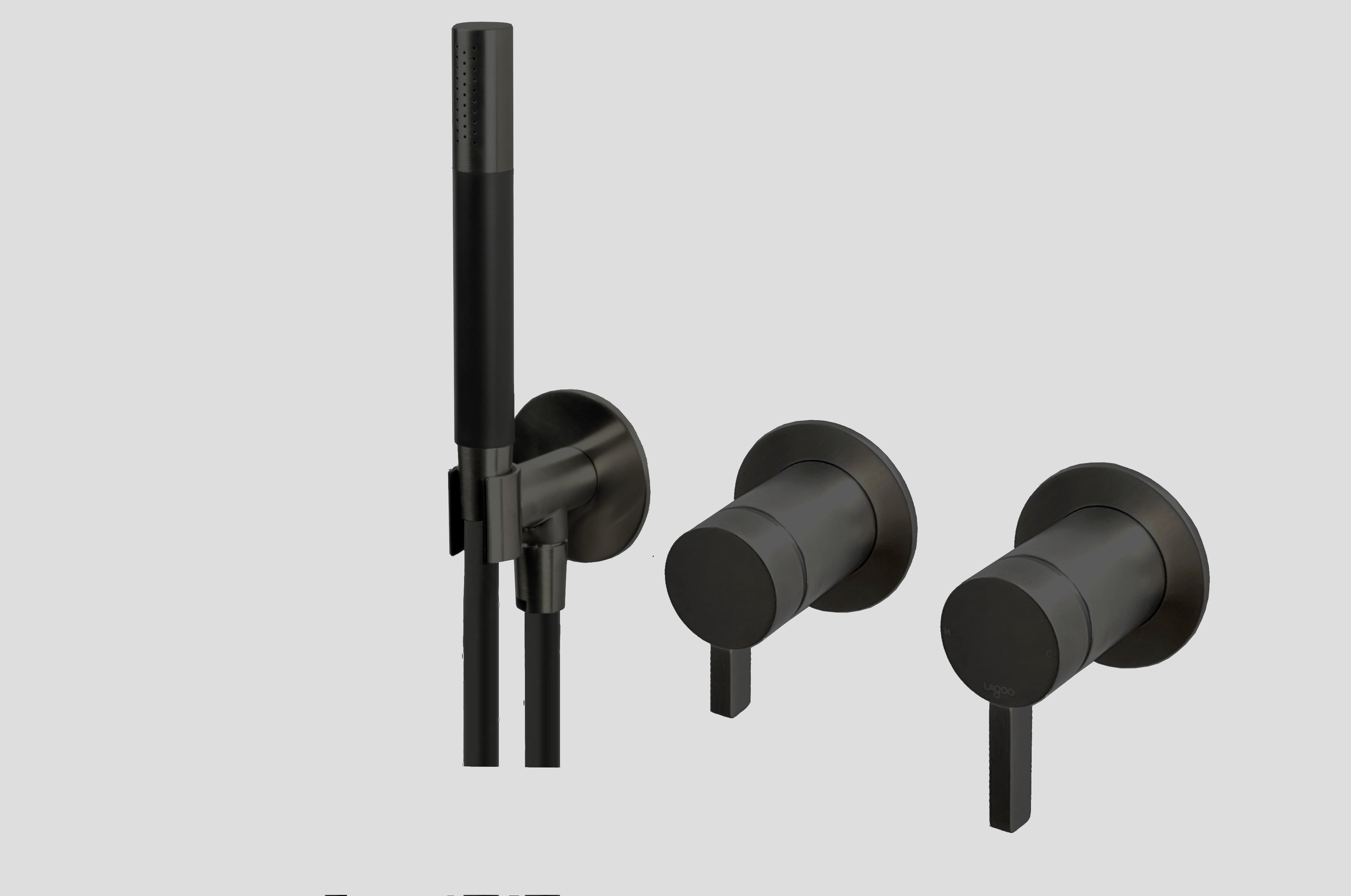 Lagoo Como Inbouw douche-/badmengkraan m. omstel afbouwdeel en handdouche CM3218MB Matt Black