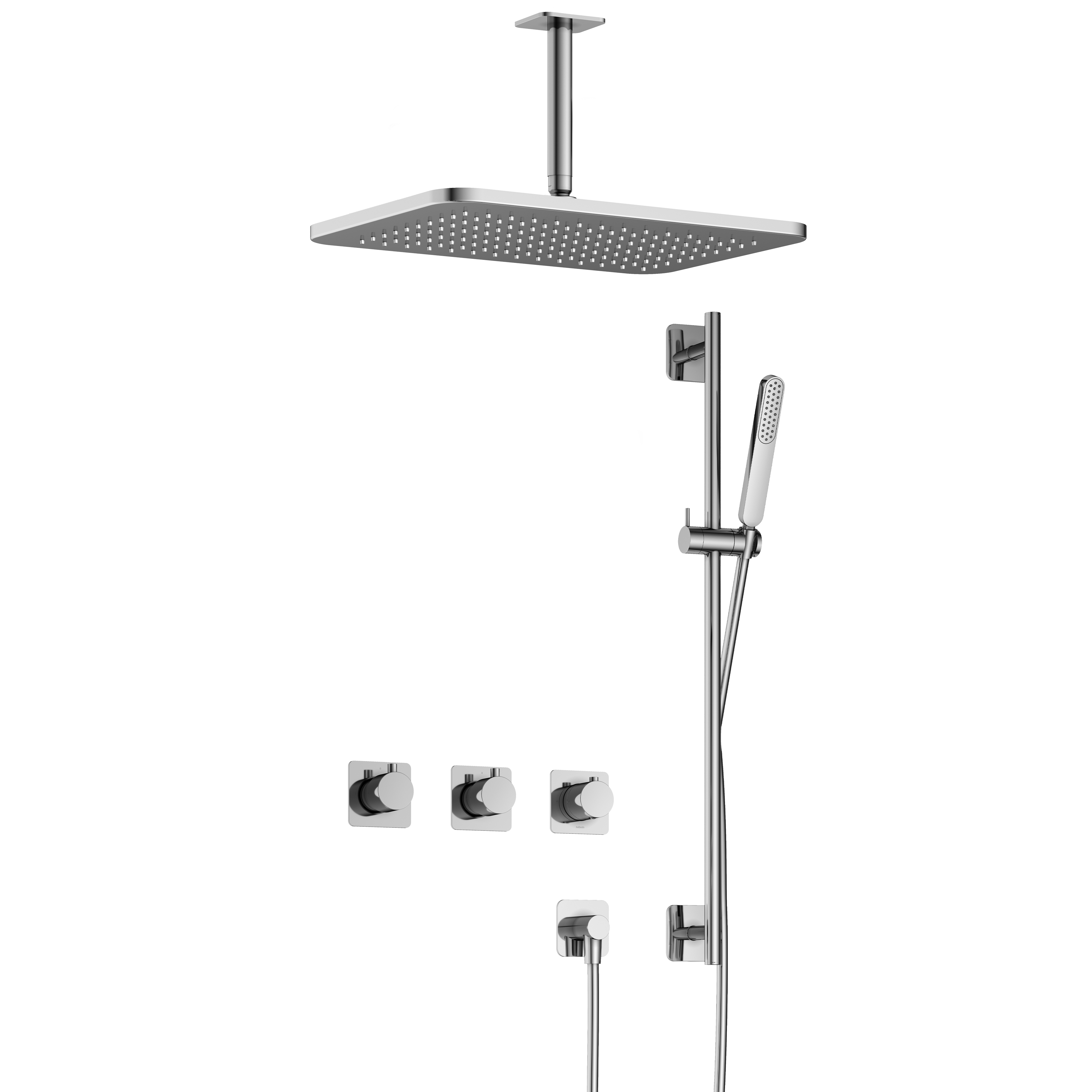 Hotbath Gal inbouwset m. 2 stopkr. m. plaf. buis GL106 en glijst. IBSGL70CR257 Chroom