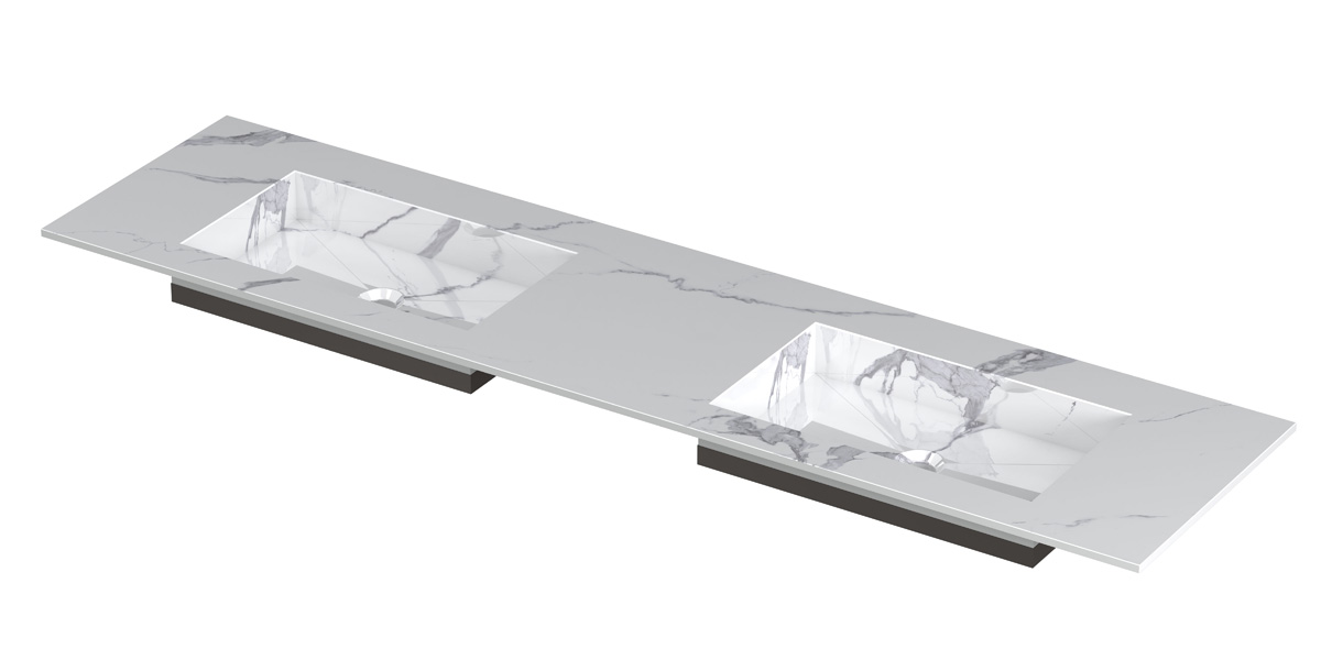 INK Post wast. keramische slab envelop bak dubbel zonder krgt. H10xB1800xD450 Statuario glans / 210143