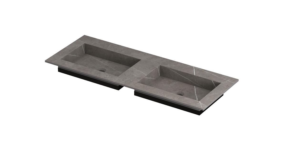 INK Post wast. keramische slab envelop bak dubbel zonder krgt. H10xB1200xD450 Armani grey mat / 210081