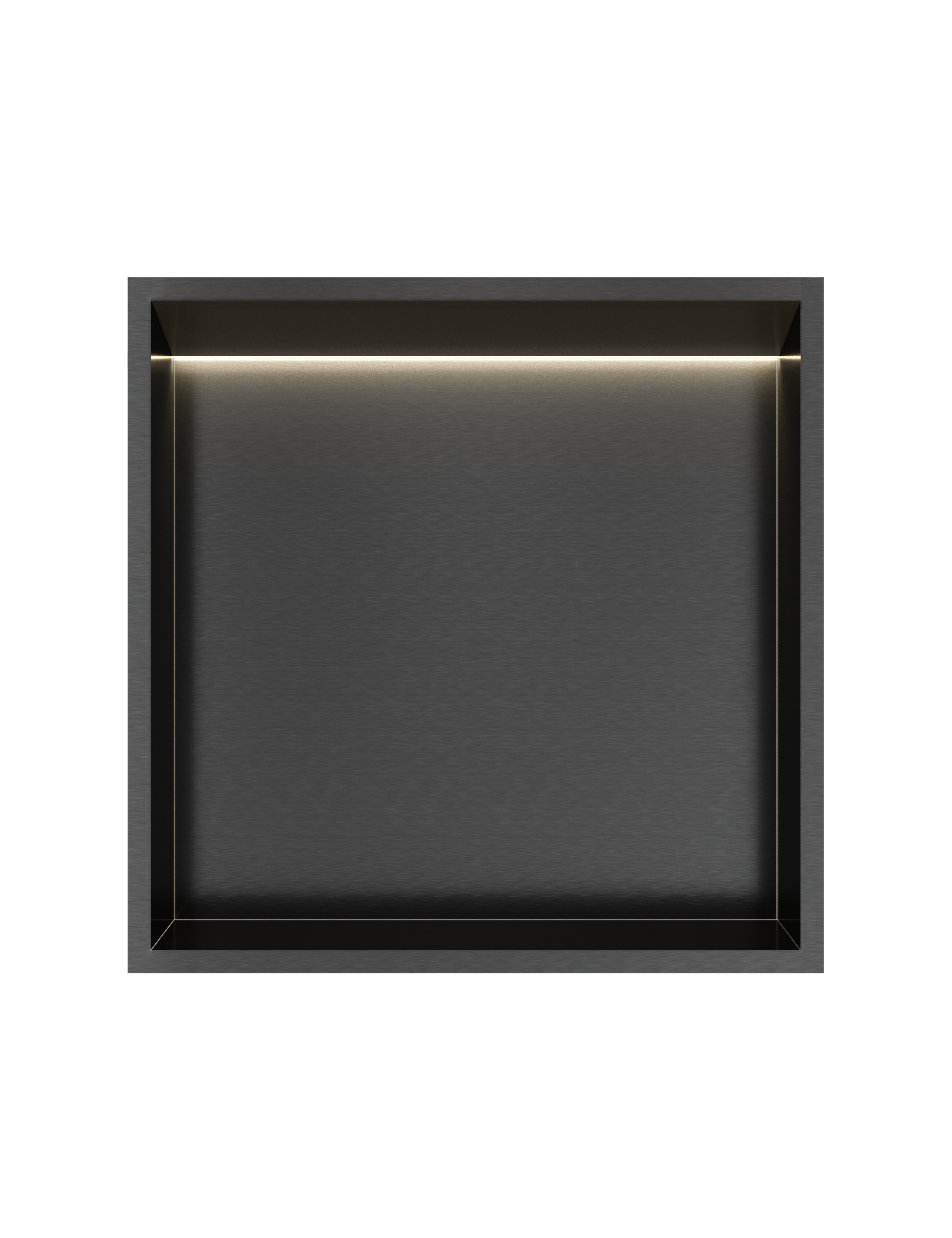 Hotbath More inbouwbox of inbouwnis 30x30x10cm with LED IP44 BOX030LMBP Geborsteld zwart PVD