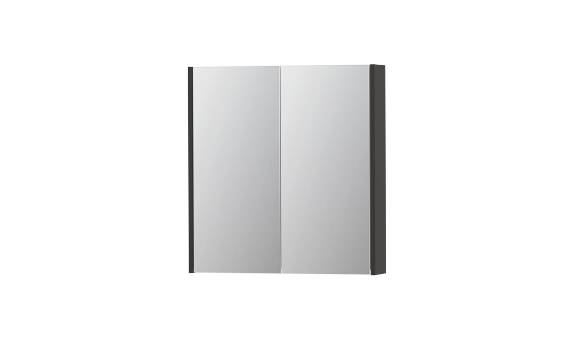 INK spiegelkast met 2 dubbelz. spiegeldeuren en stopc./schak. 1105157 Hglans antraciet H730xB700xD140