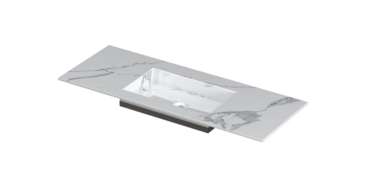 INK Post wast. keramische slab envelop bak midden zonder krgt. H10xB1200xD450 Statuario glans / 210063