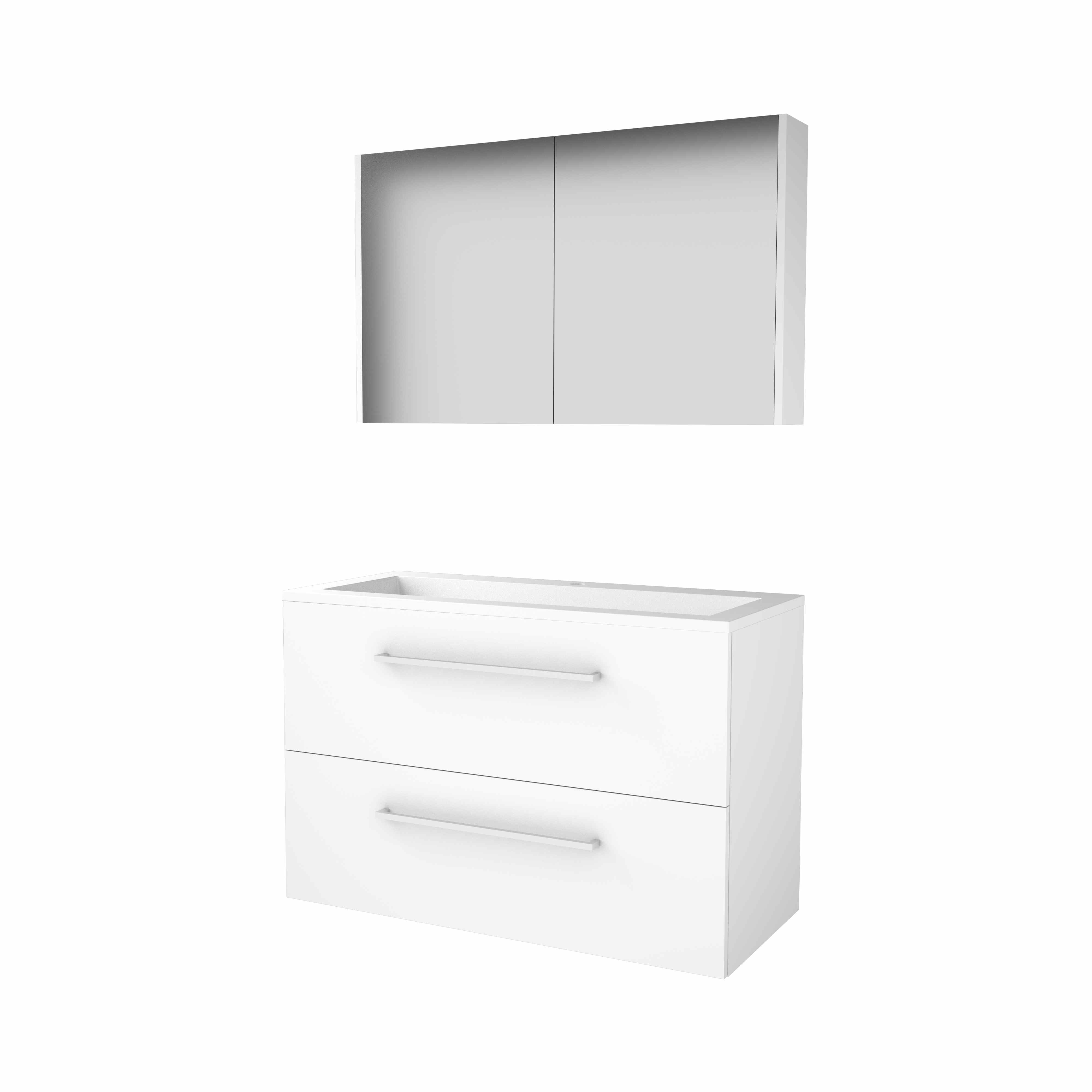 Basic Comfort 46 set 100x46cm met gr. 2 la Acryl wast. 1 krgt. incl. kast C46GR100A1IW Ice White