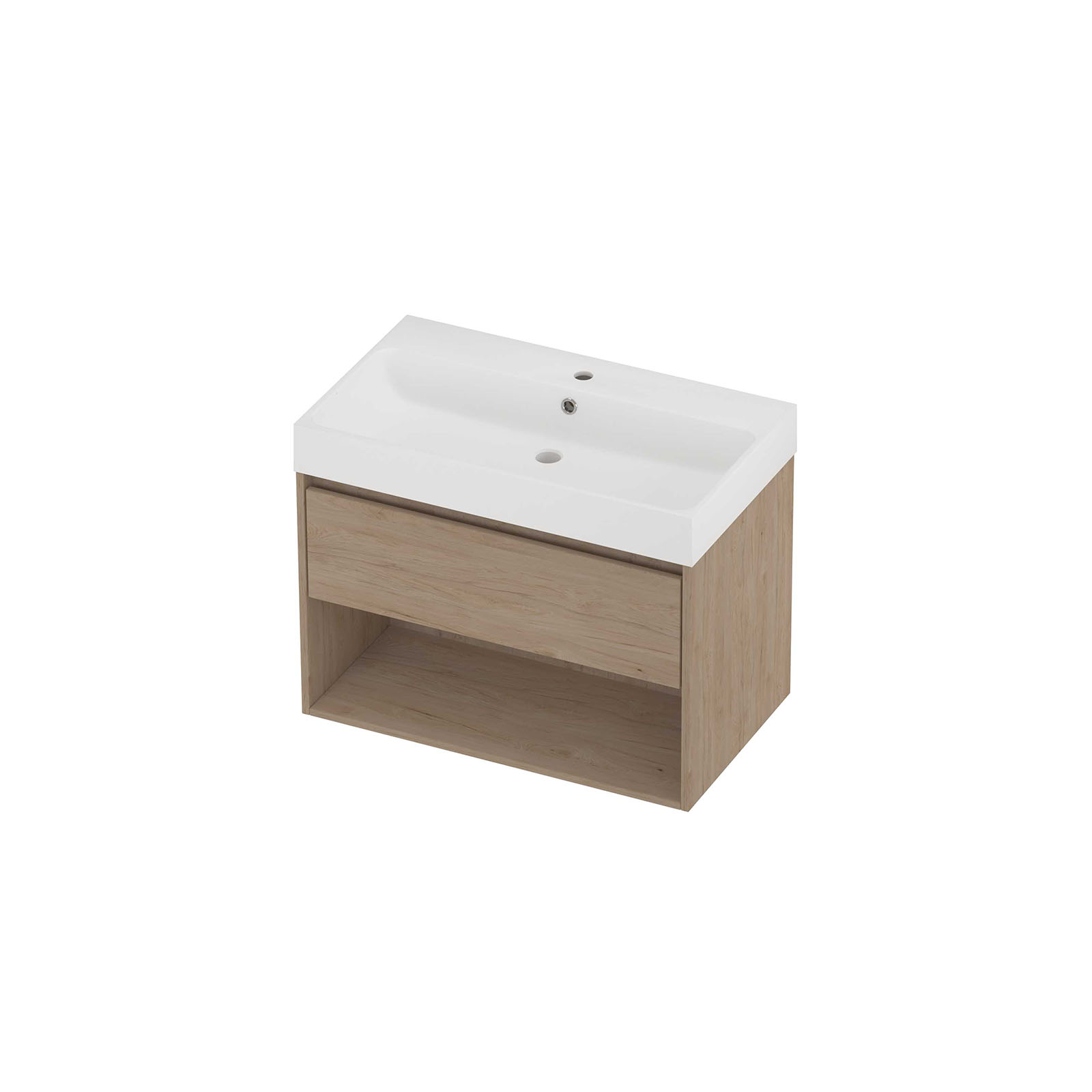 Proline set polystone Loft wast. met 1 krgt. en onderk. met schap PMWA801IO Ideal oak/Mat wit H620xB800xD460
