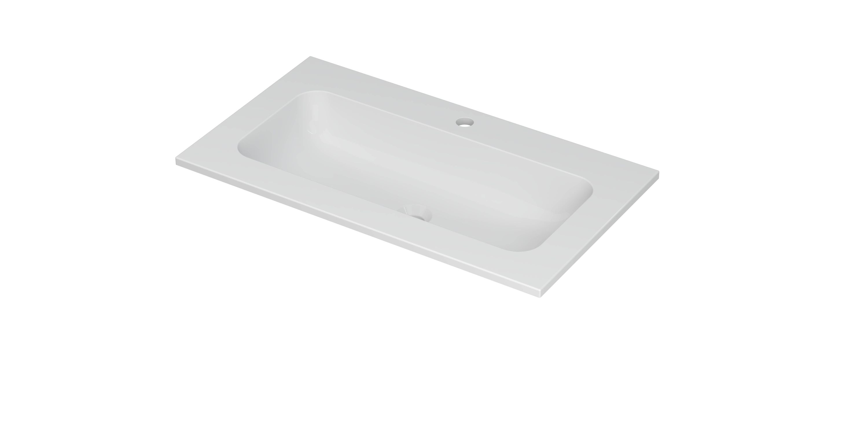 INK Aspekt wastafel pors. m. kom 45 centraal m. 1 krgt. 207211 m. wit H25xB15xD800