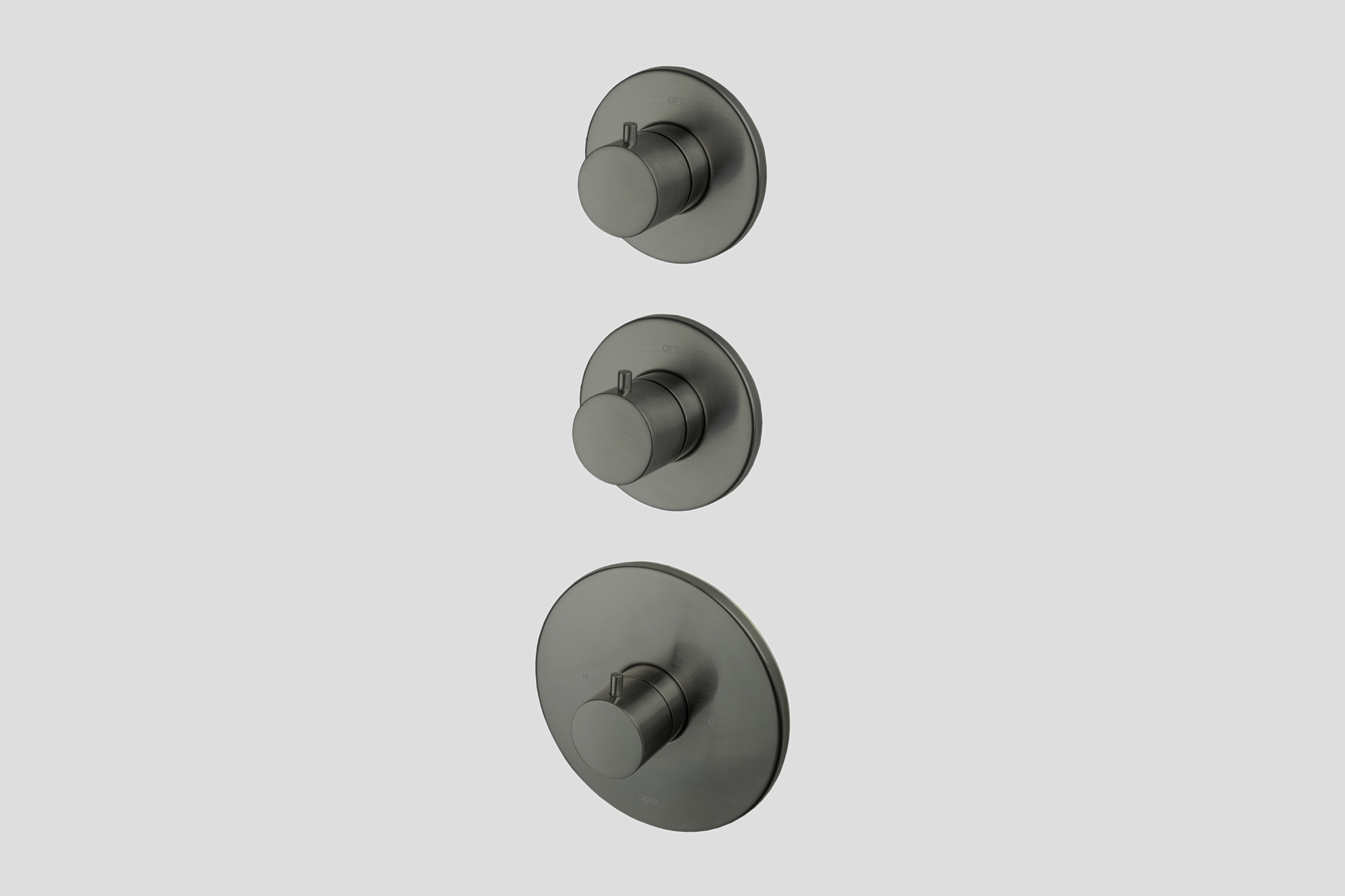 Lagoo Garda inbouw thermostaat met 2 stopkranen afb.deel G2233GM Brushed Gun Metal PVD