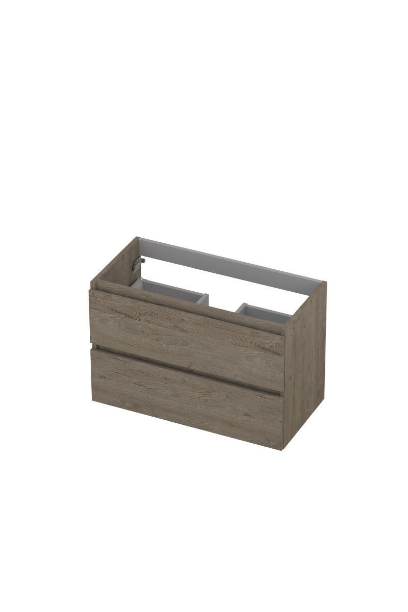 INK onderk. 2 laden greepl. met houten keerlijst 1257019 Greige eiken H520xB800xD400