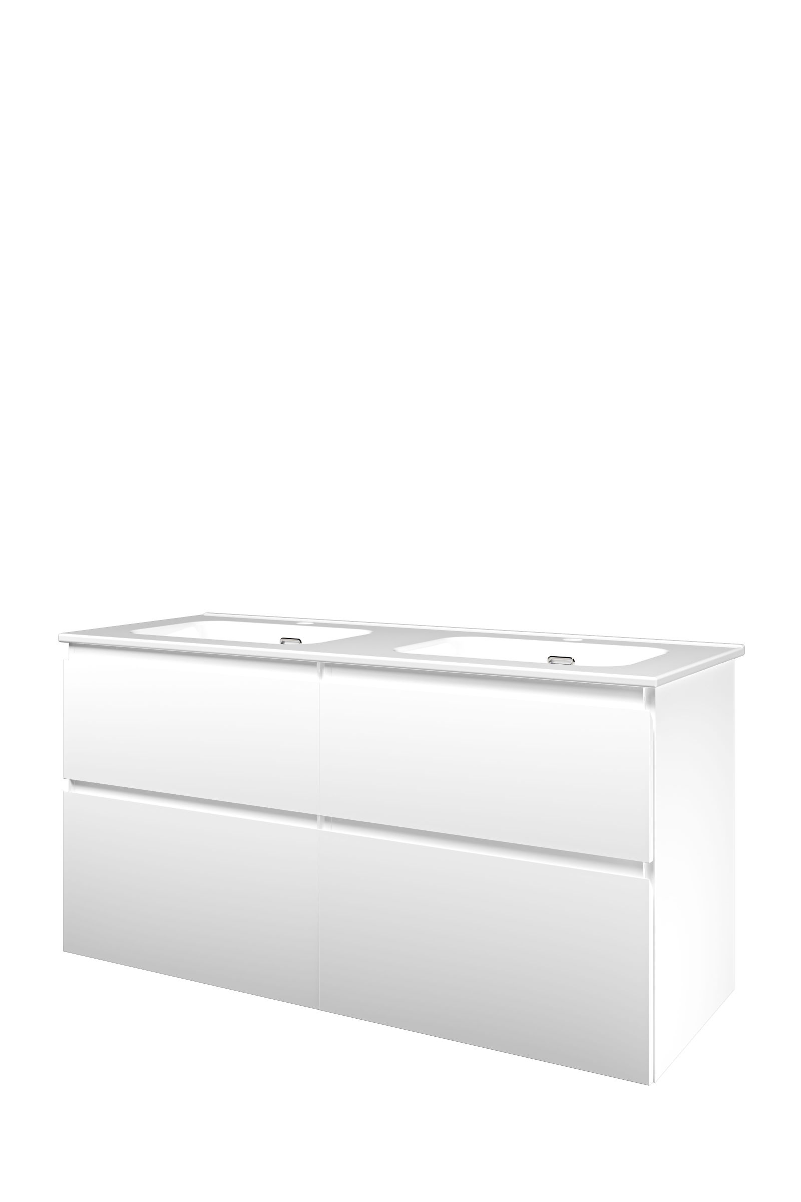 Proline set porselein Elegant wast. met 2 krgt. en onderk. 4 laden a-sym. TGWC2x602MW Mat wit/Glans wit H620xB1200xD460