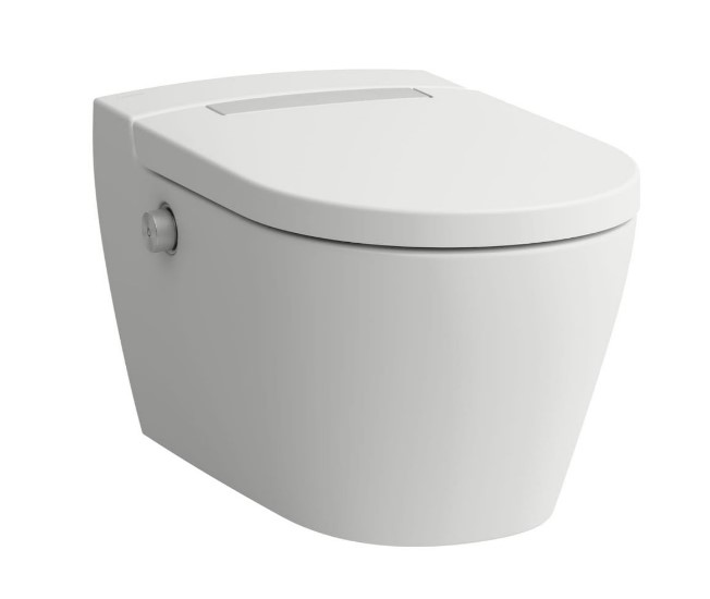 Laufen Cleanet Auria Douche-wc flush 2.0 rim. zitting incl. Wi-Fi UV fohn en verlichting H8208427570001 mat wit - Inox geborsteld