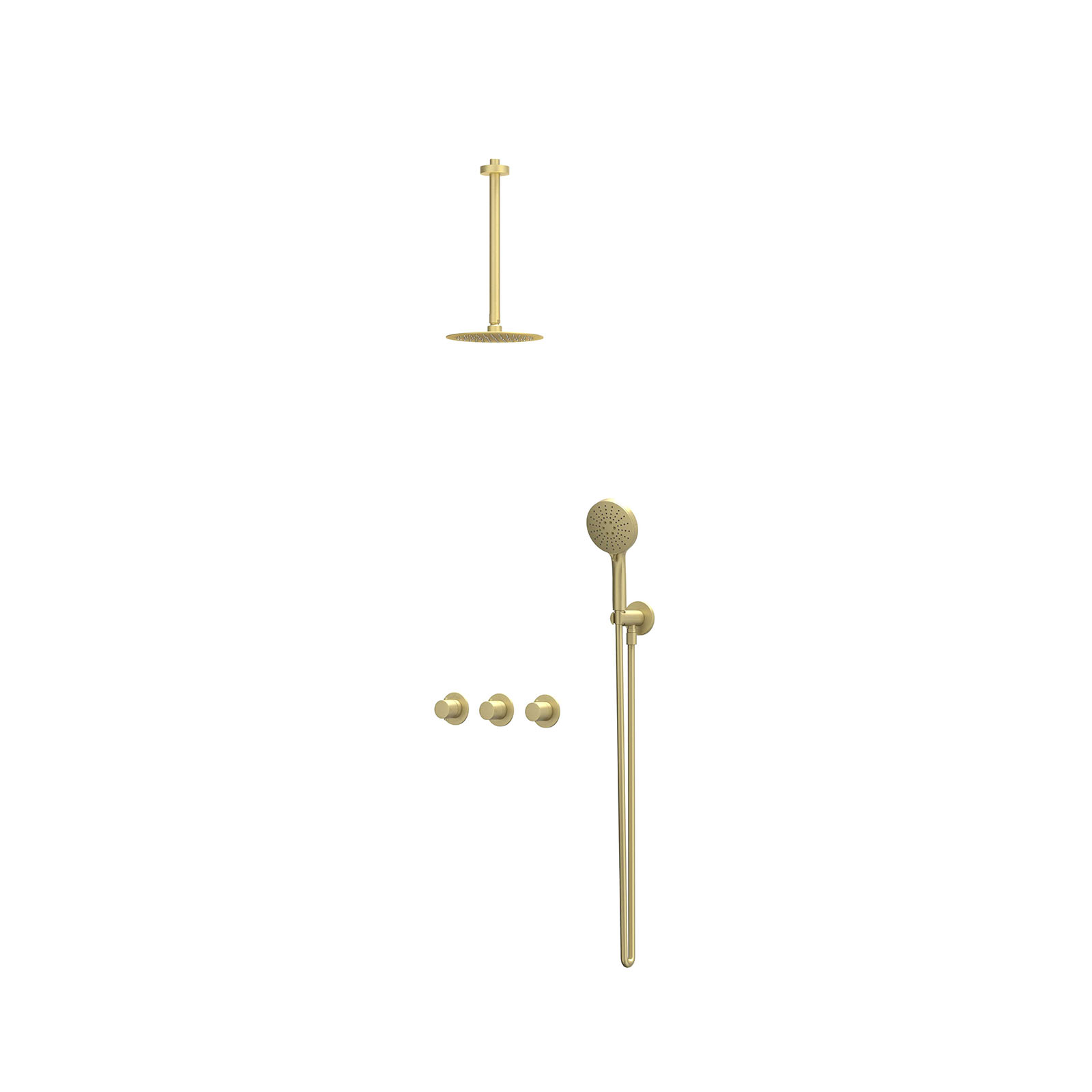IVY Bond Inbouwset 2 stopkr.  plaf-30 20cm sl houder  en 3-st handd CSB4MPBACA gebr. mat goud PVD