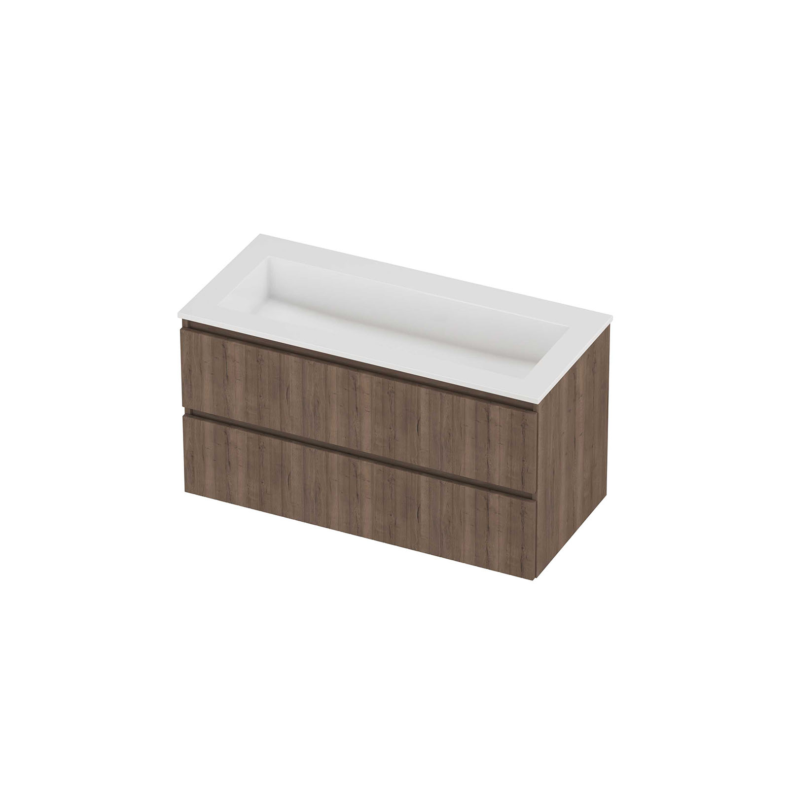 Proline Set polystone Elegant wast. z. krgt. en onderkast sym. gefr. AGWD1000TO Terra oak/Glans wit 1000x460x540