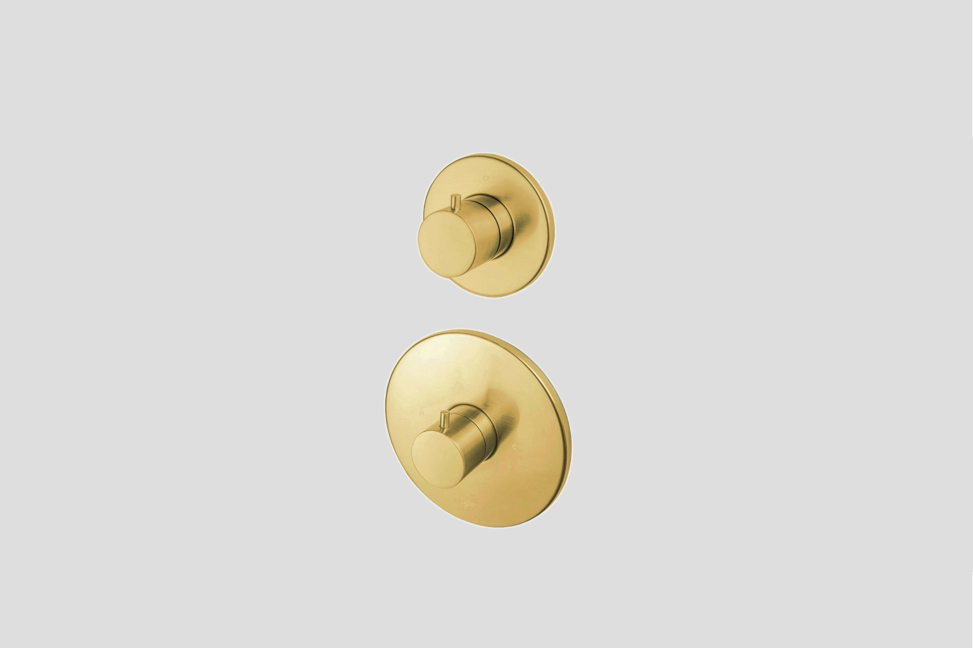 Lagoo Garda inbouw douche/bad thermostaat met 1 stopkraan afb.deel G2263BB Brushed Brass PVD