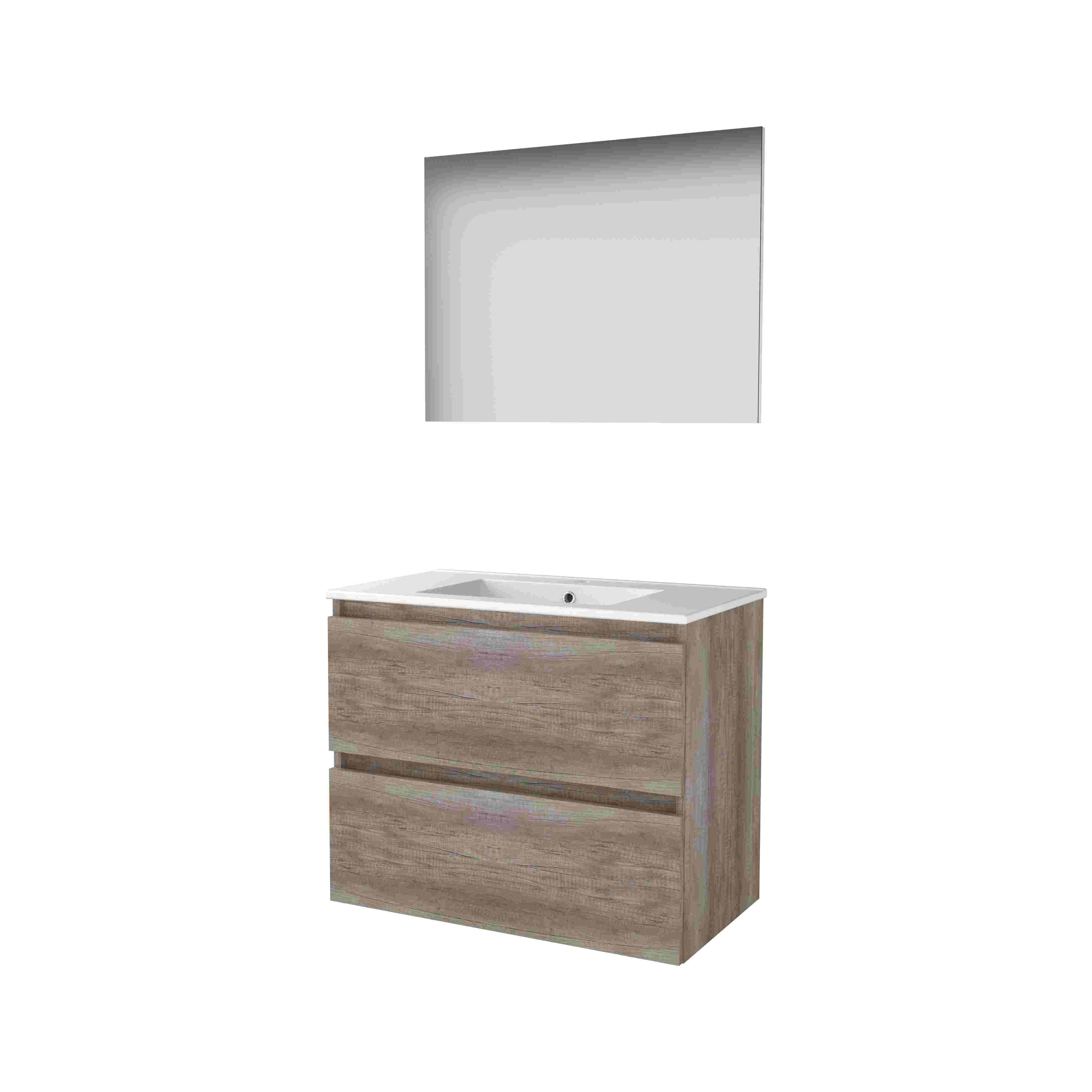 Basic Basic 46 set 80x46cm greepl. 2 la keram. wast. 1 krgt. incl. spiegel B46GL80PSO Scotch Oak