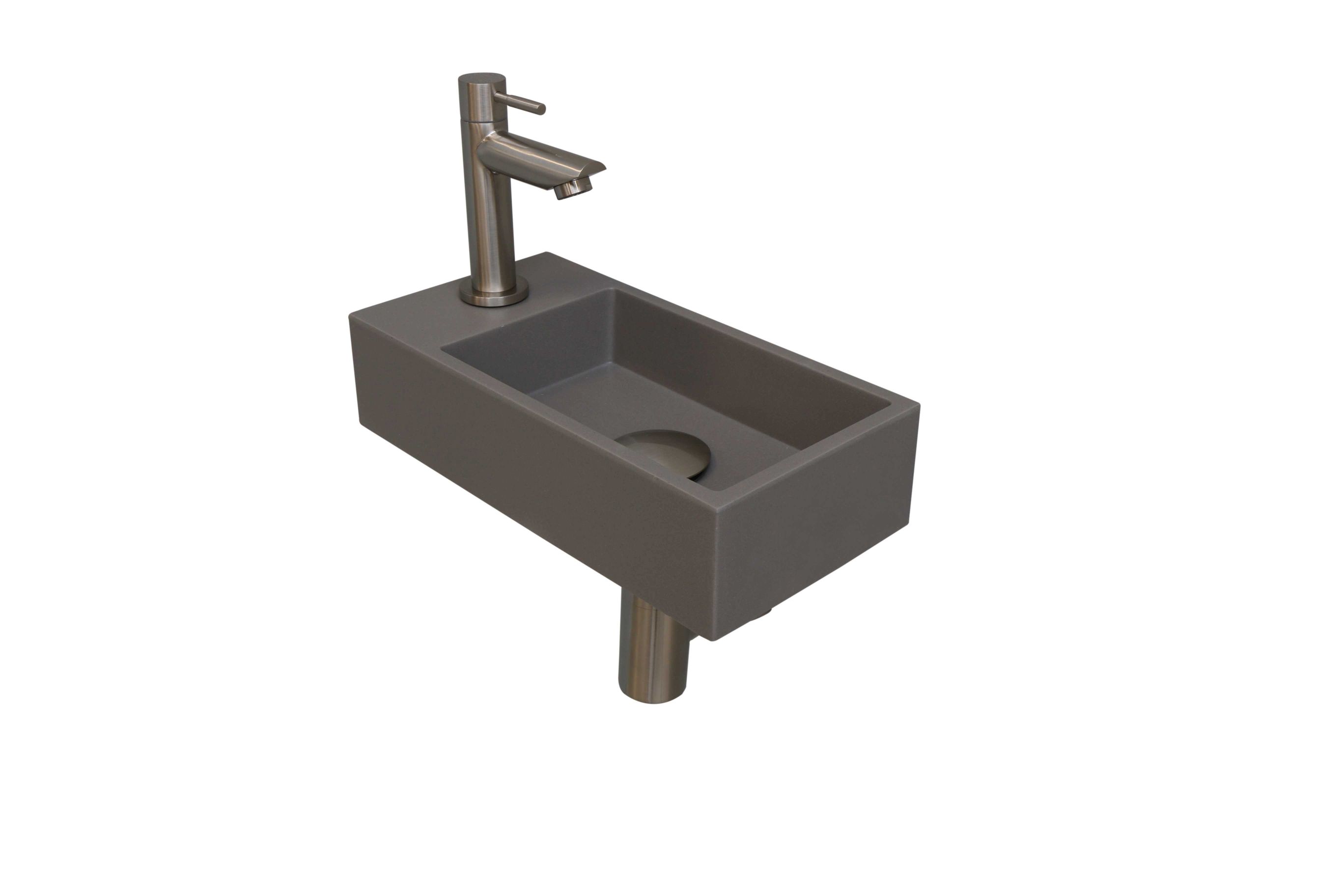 INK fonteinpack Quartz L incl. kraan sifon plug en montageset 1805170 Quartz beton/brushed nickel H90xB360xD180