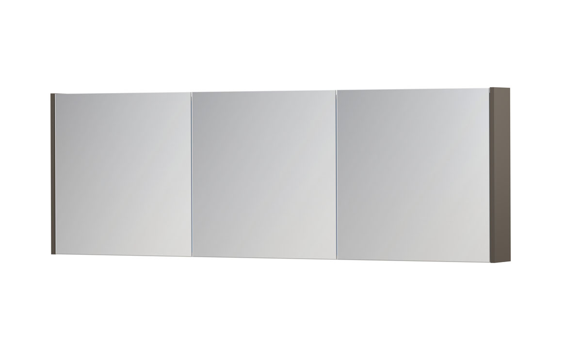 INK SPK1 spiegelkast m. 3 dubbelzijdige spiegeldeuren en stop/schak. 1110854 mat taupe H600xB1800xD140