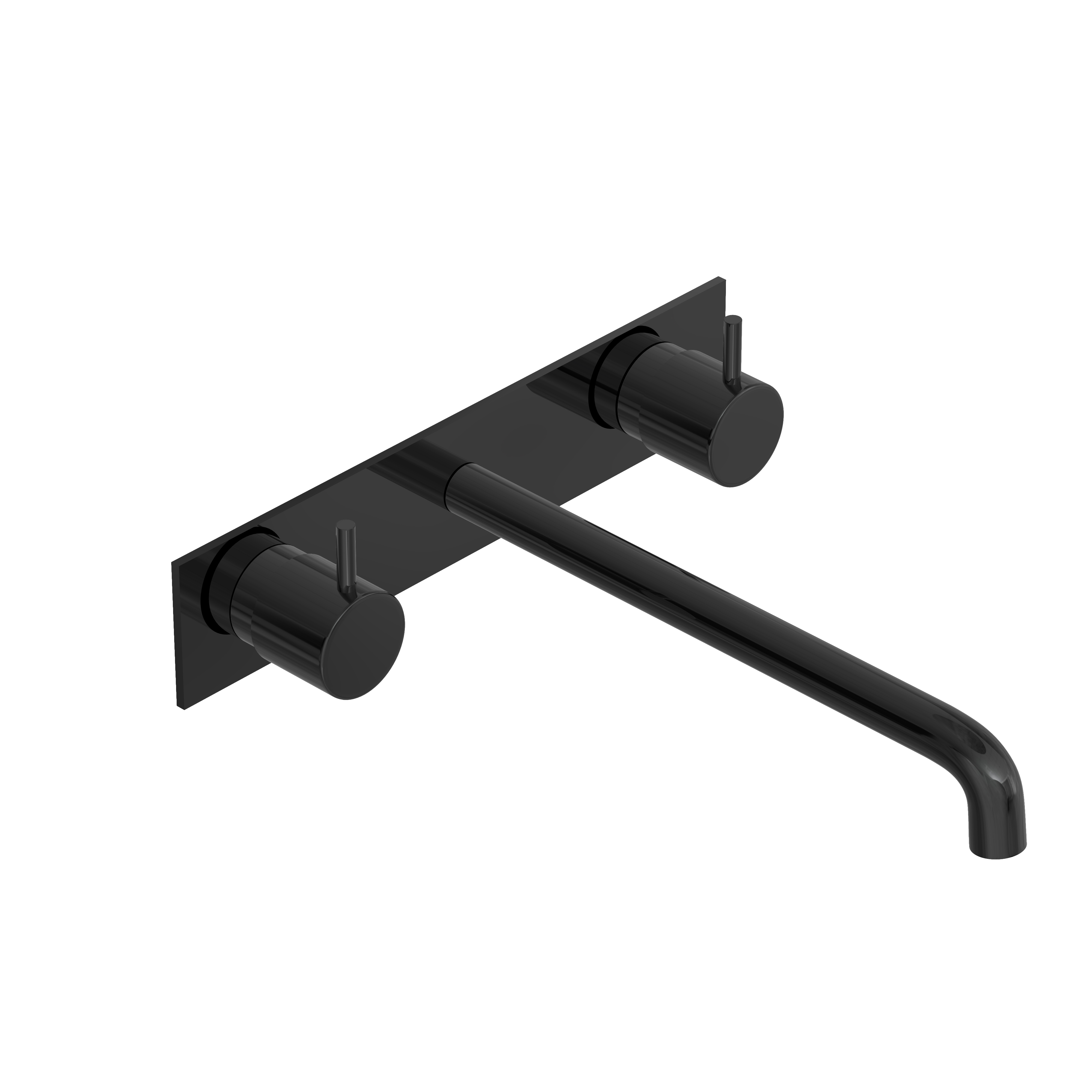 Hotbath Cobber afbouwdeel wastafelmengkraan 3 gats inbouwbrug achterplaat 25cm uitloop CB006TEXT25PBP Gepolijst zwart PVD