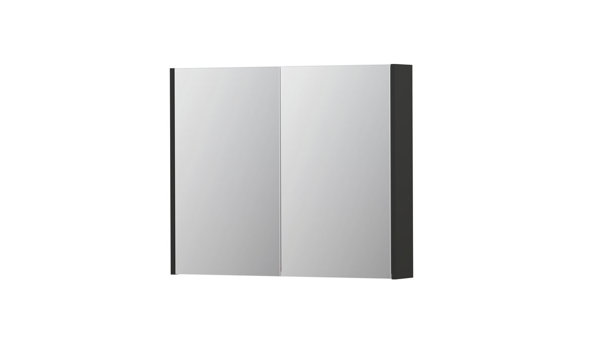 INK spiegelkast met 2 dubbelz. spiegeldeuren en stopc./schak. 1105252 Mat antraciet H730xB900xD140