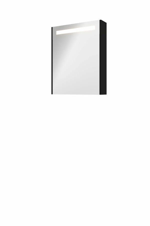 Proline spiegelkast Premium met geint. LED verl. 1 deur 1809356 Mat zwart H740xB600xD140