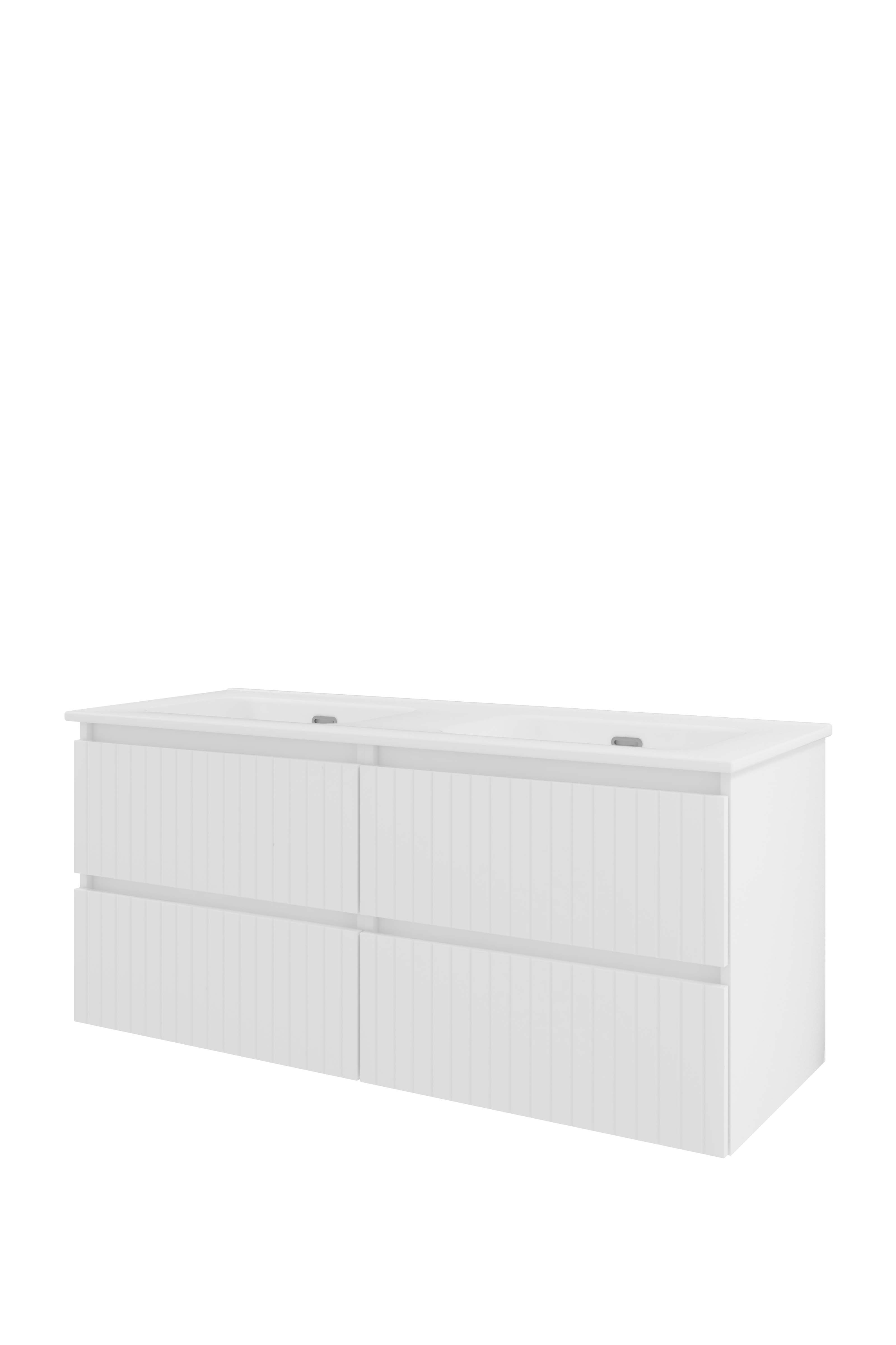Proline Set porselein Elegant wast. dubbel z. kr.gaten en onderkast 4 laden sym. gefr. TGWD2x600GW Glans wit/Glans wit 1200x460x540