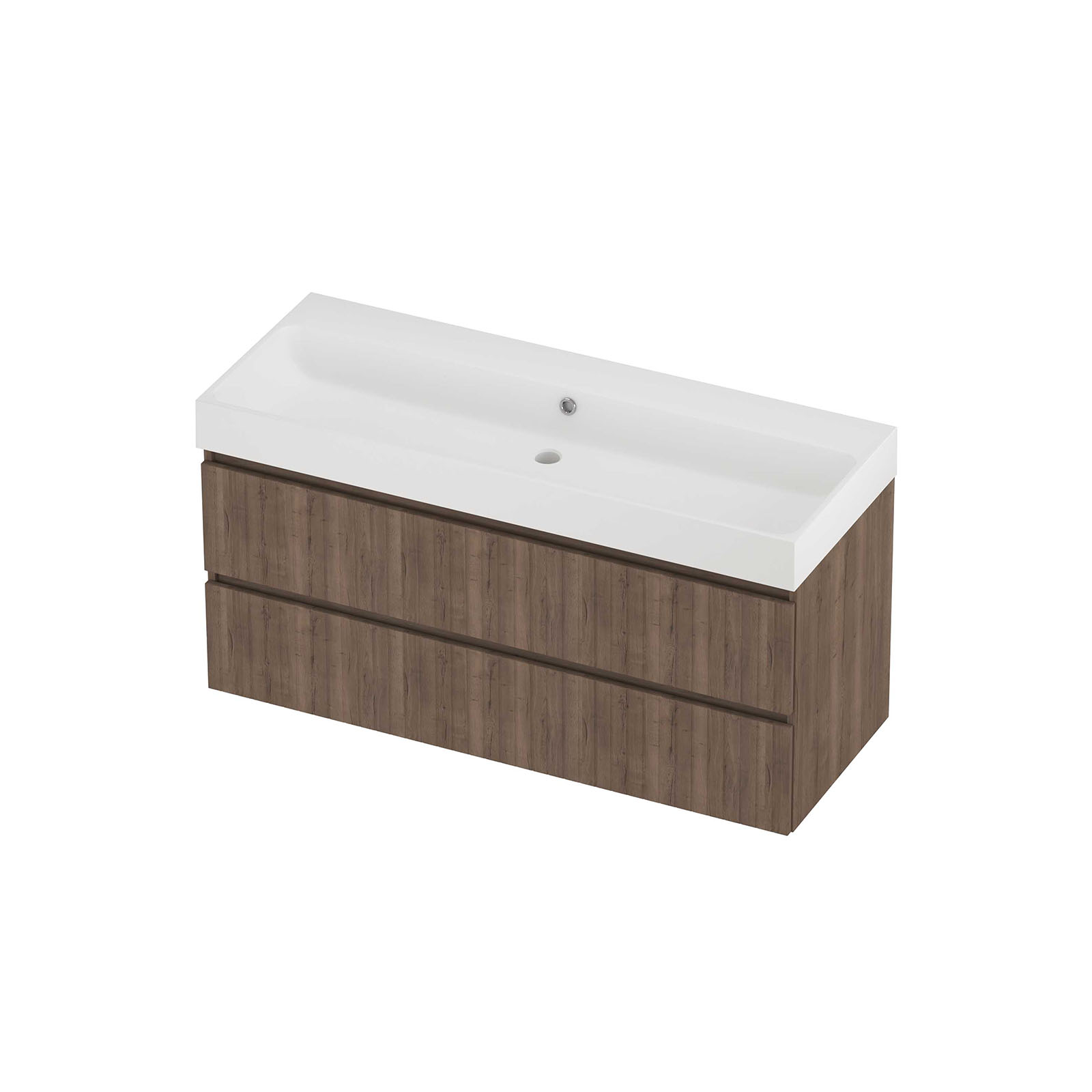 Proline Set polystone Loft wast. z. krgt. en onderkast sym. gefr. PMWD1200TO Terra oak/Mat wit 1200x460x620
