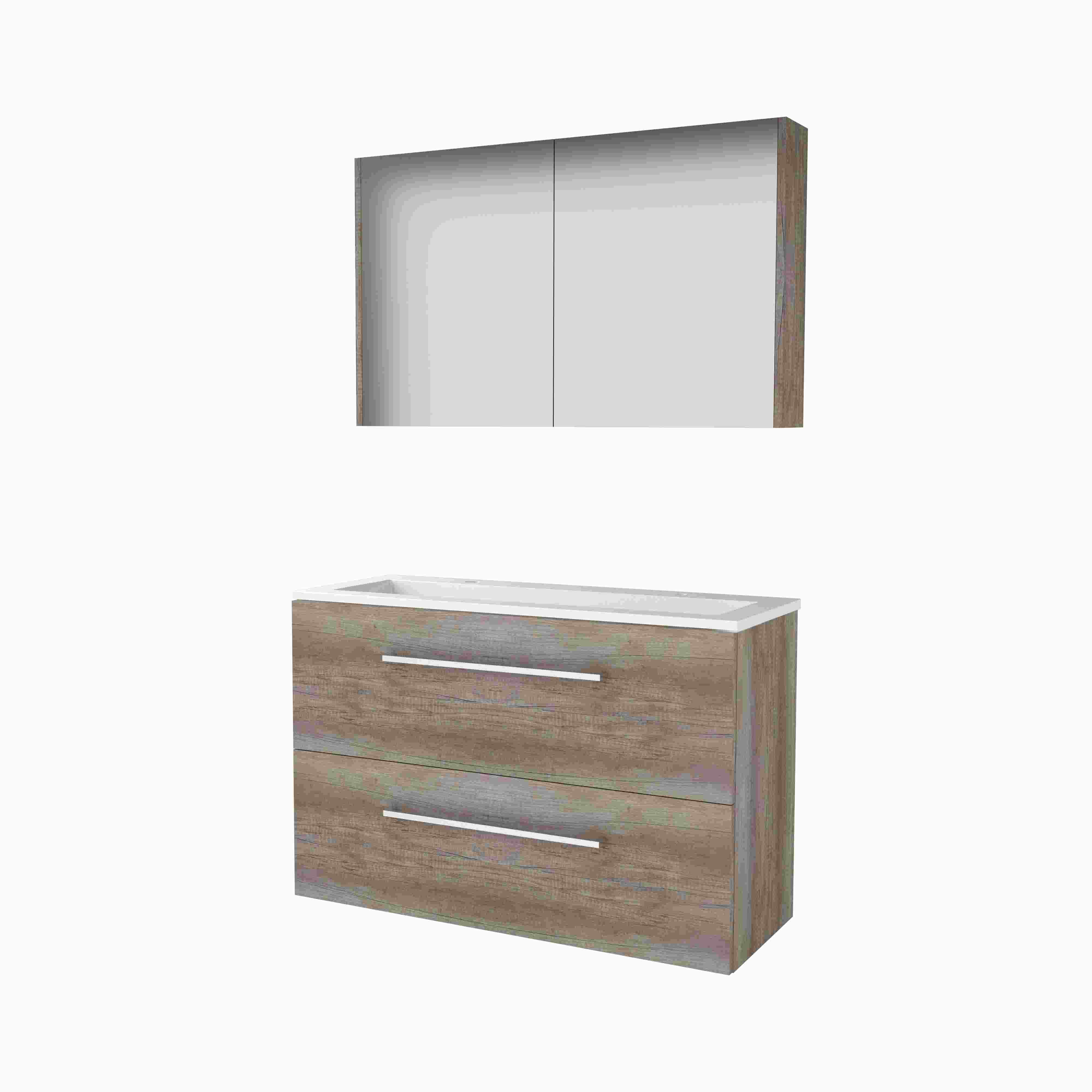 Basic Comfort 39 set 100x39cm met gr. 2 la Acryl wast. 2 krgt incl. kast C39GR100A2SO Scotch Oak