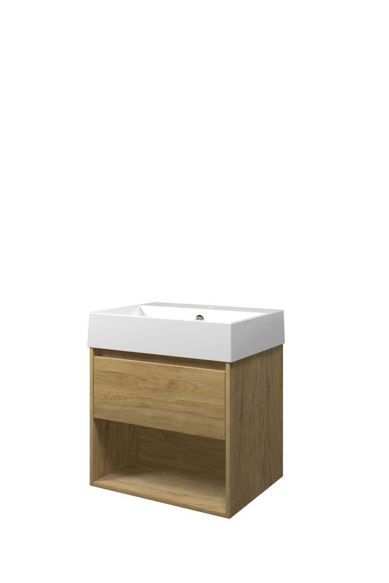 Proline set porselein Loft wast. met 1 krgt. en onderk. met schap 1815312 Ideal oak/Glans wit H620xB600xD460