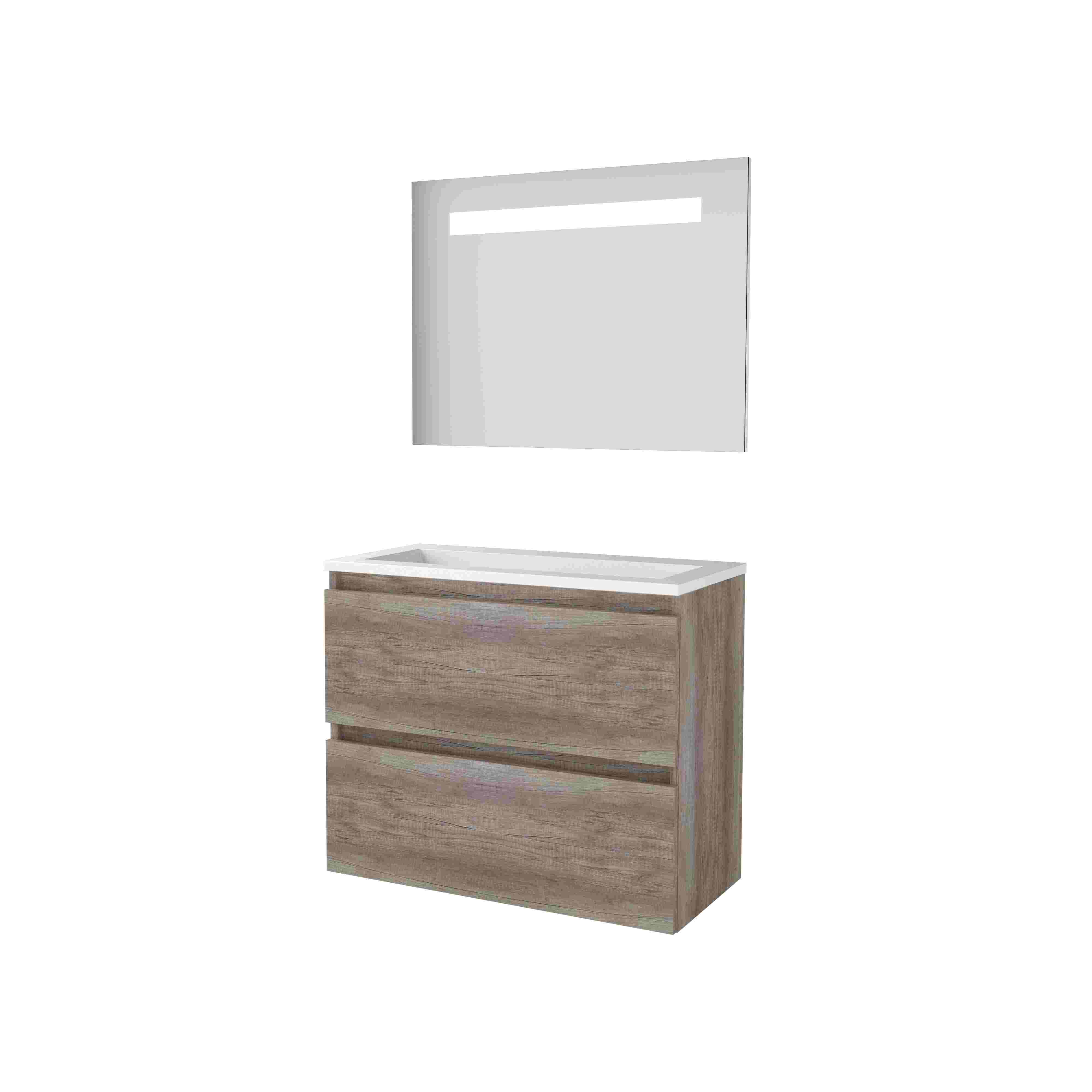 Basic Economic 39 set 80x39cm greepl. 2 la Acryl wast. 0 krgt. incl. spiegel m. verl. E39GL80A0SO Scotch Oak