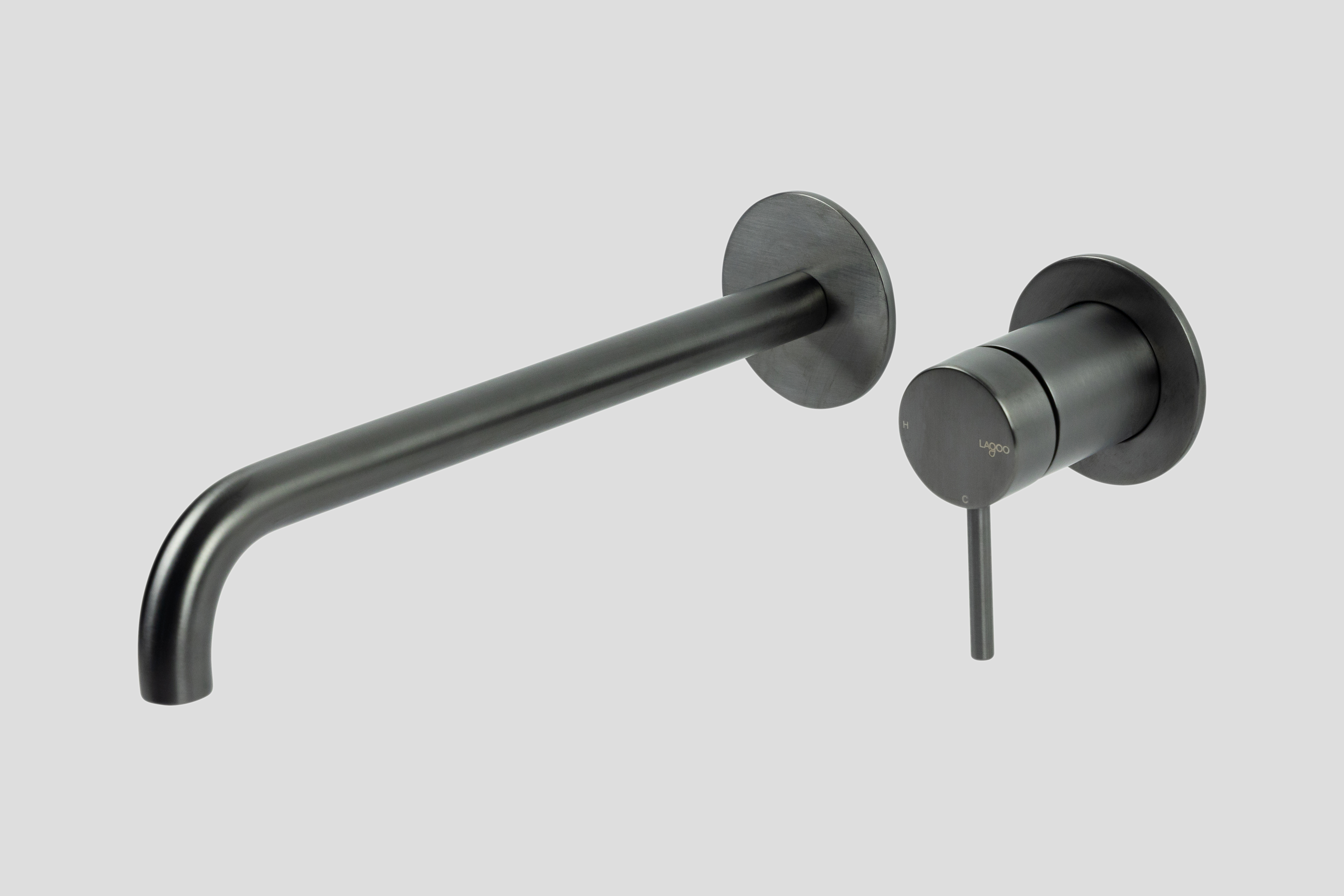 Lagoo Garda inbouw wastafelmengkraan afb.deel met uitloop links 26 cm G1200-26GM Brushed Gun Metal PVD