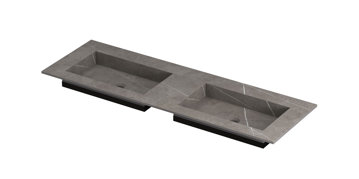 INK Post wast. keramische slab envelop bak dubbel zonder krgt. H10xB1400xD450 Armani grey mat / 210101