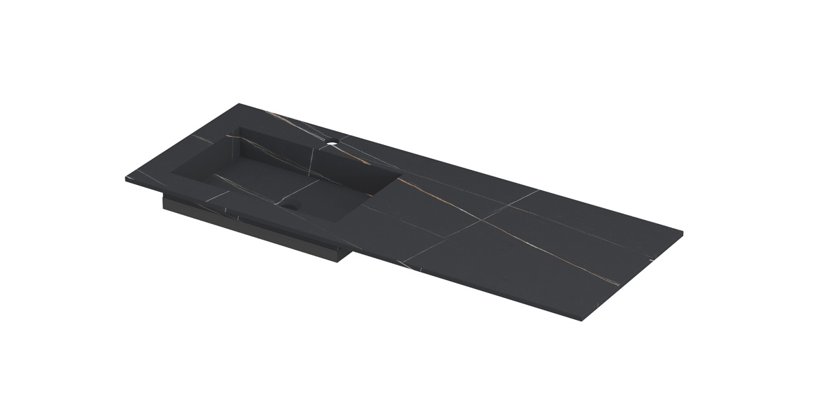 INK Post wast. keramische slab envelop bak L m. 1 krgt. H10xB1200xD450 Lauren black mat / 210612