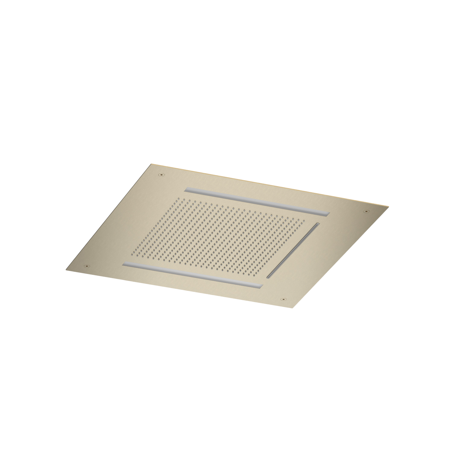 Hotbath Mate inbouw hoofdd. m. waterval en led verlichting 50x50 cm AC146BBP Geborsteld messing PVD