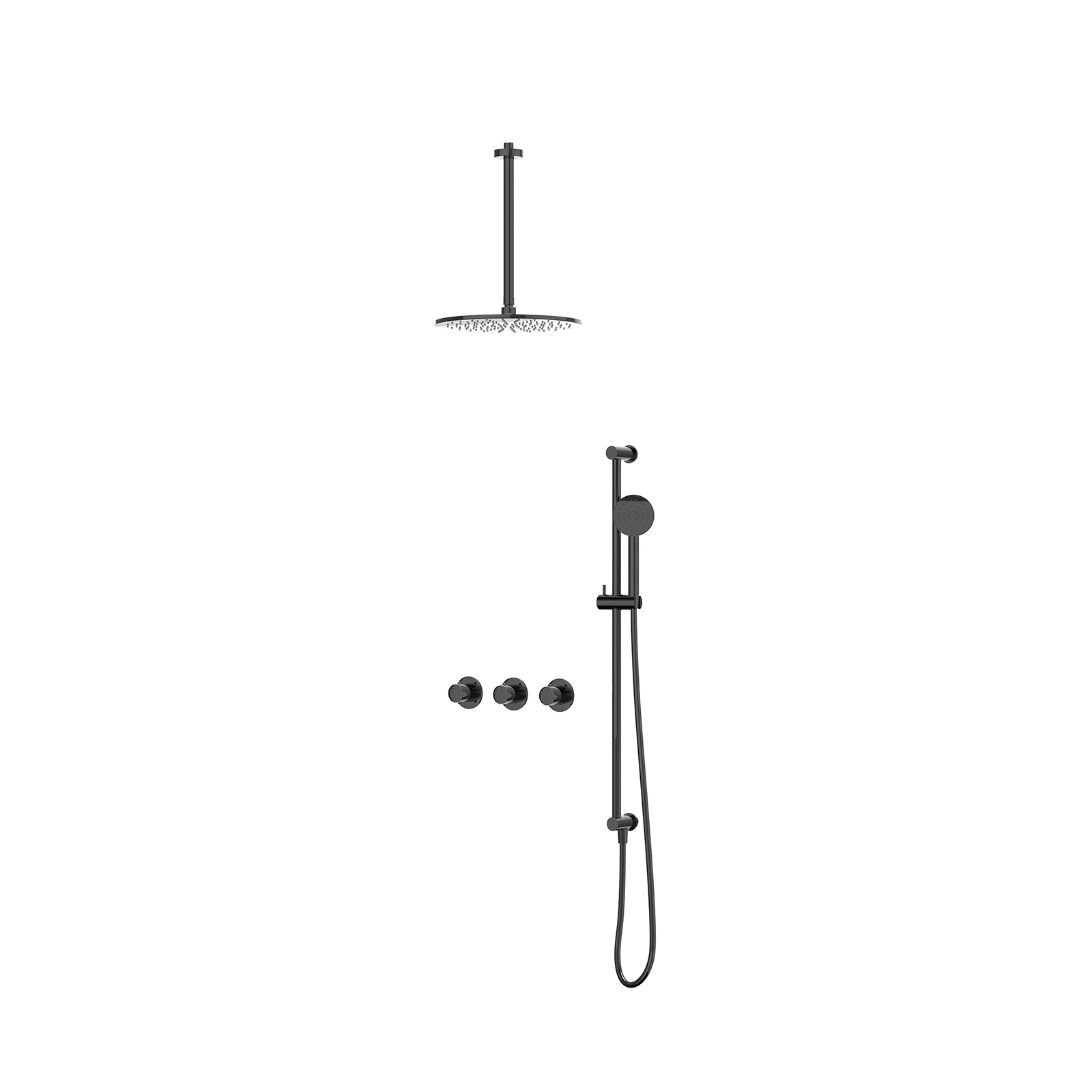 IVY Bond Inbouwset 2 stopkr.  plaf-30 30cm me glijst.  en satin sp. CSB4ZCCFCB Zwart chroom PVD