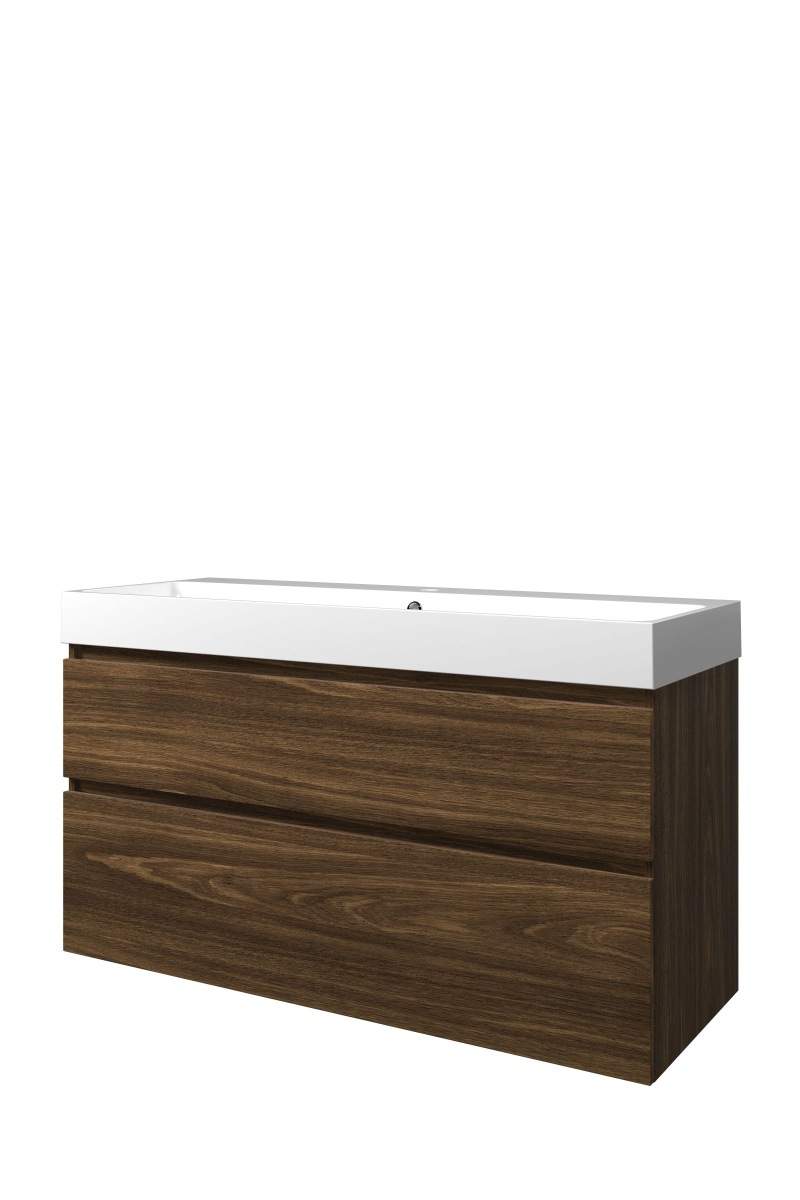 Proline set polystone Loft wast. met 1 krgt. en onderk. a-sym. 1817153 Cabana oak/Glans wit H700xB1200xD460