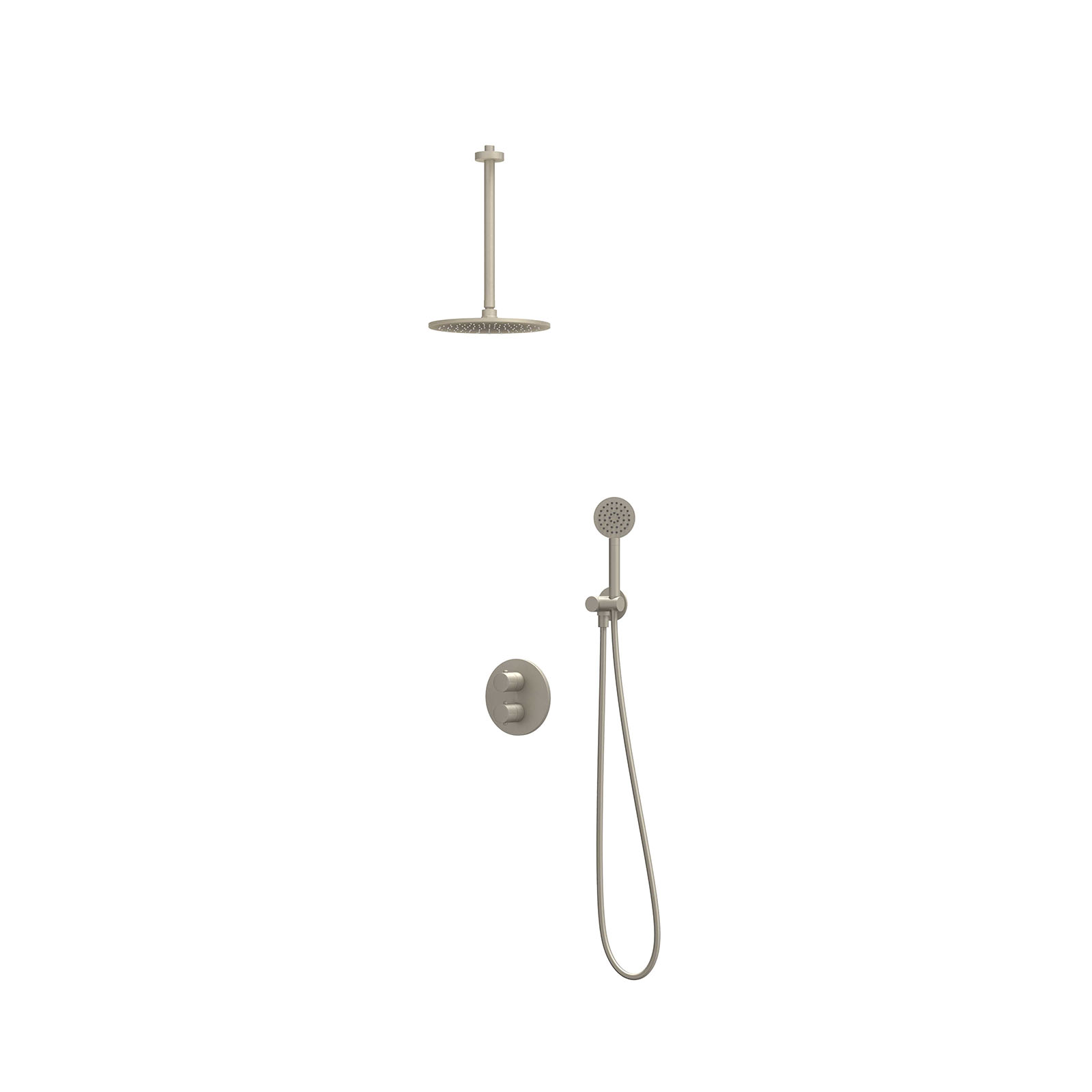 IVY Bond set 2-weg st.omst. pl.b. 30cm R25cm verst. steun m. geint. uitl. slang 150cm + s.spr. hd. CSB2GNCECC Geborsteld nickel PVD