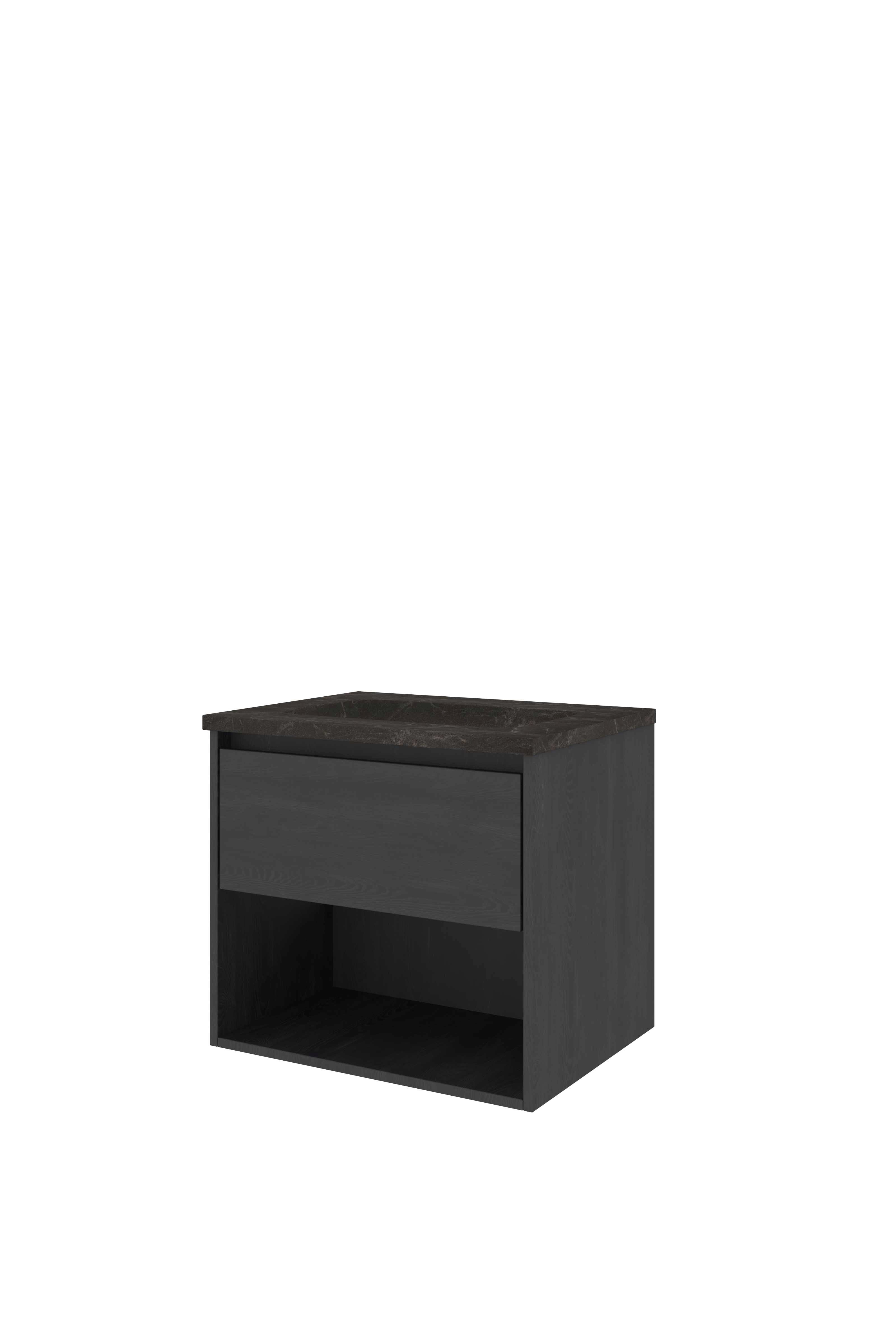 Proline Set hardsteen Elegant wast. z. krgt. en onderkast met schap RBSA600BO Black oak/Blue stone 600x460x545