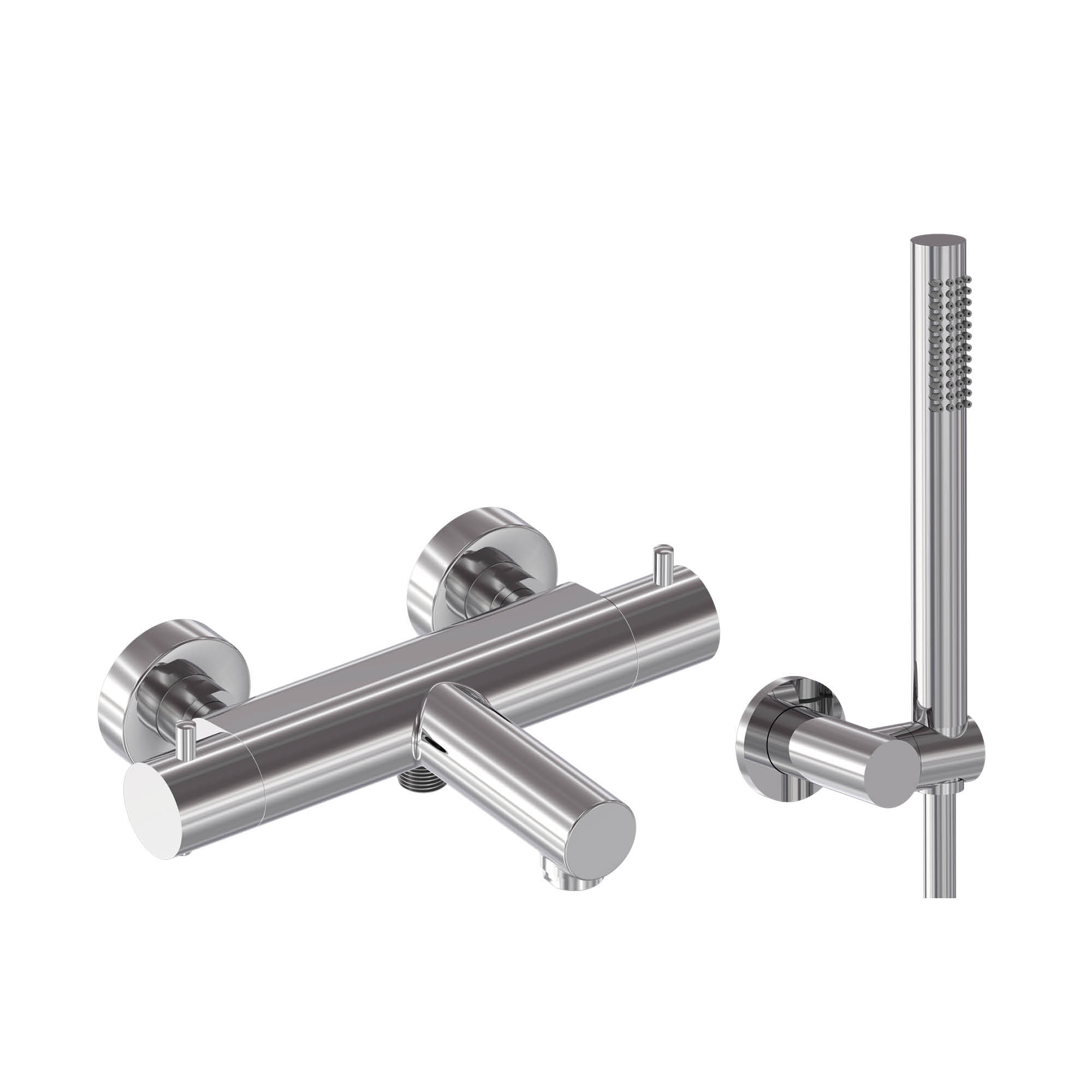 MAY set Badthermostaat incl. wandsteun verst. slang 125 cm en staaf handdouche 6802201 Chroom