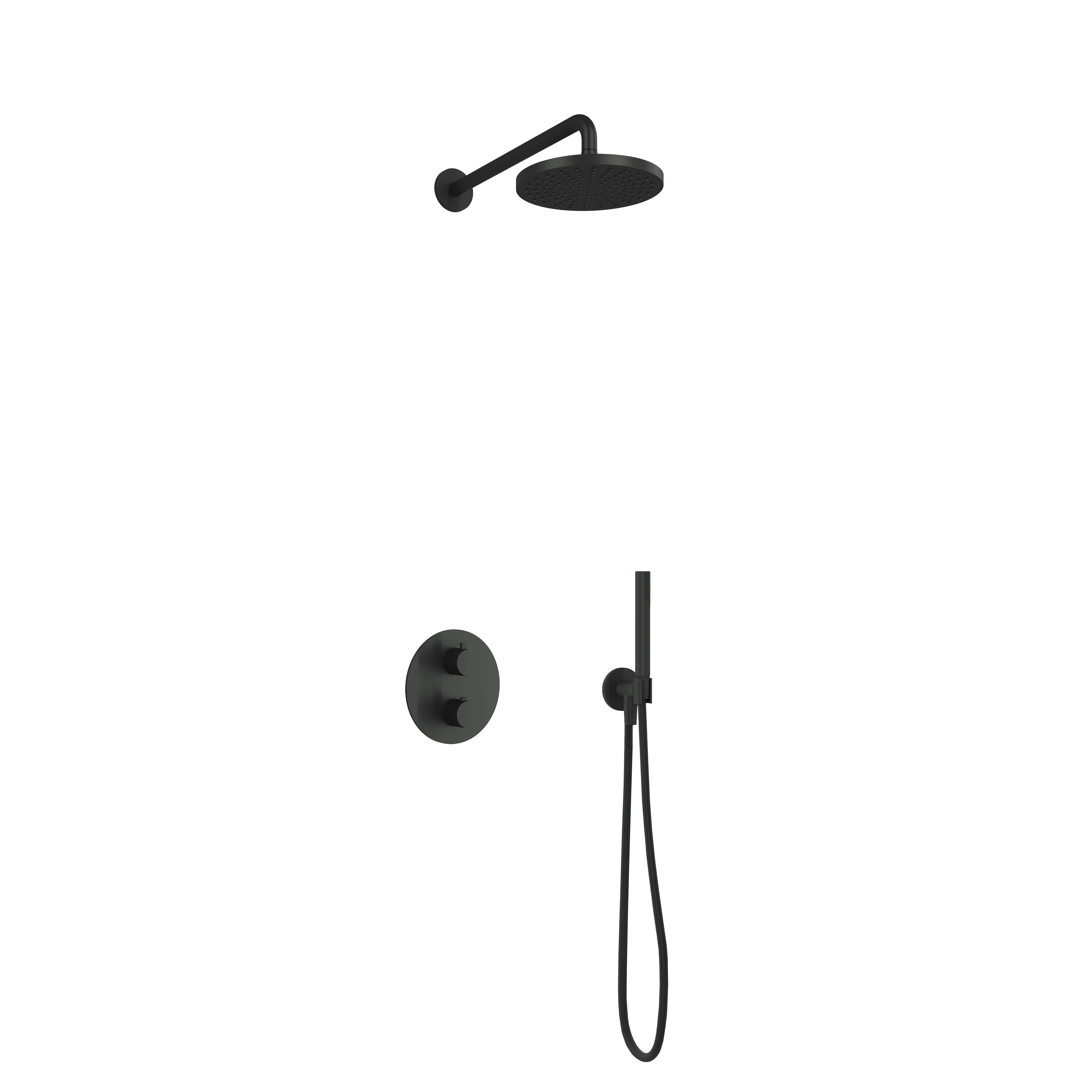 Hotbath Cobber IBS 2-weg-omstel MBP 3 standen handdouche 15cm plafondbuis 30cm hoofddouche IBS20AMBP125 Geborsteld zwart PVD