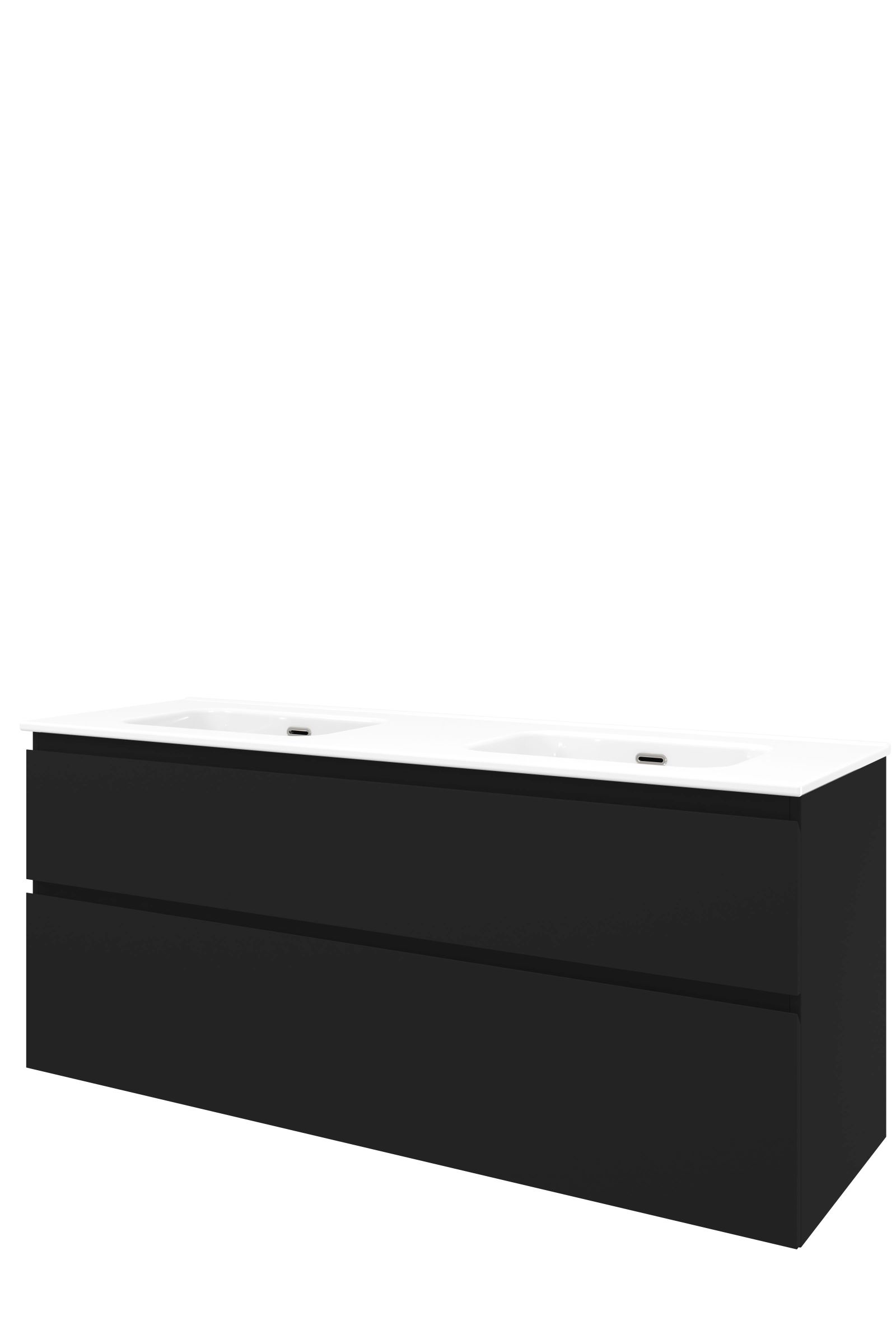 Proline porselein Elegant wast. dubbel zonder krgt. + onderk. a-symm. H620xB1400xD460 Mat zwart/Glans wit / 1817436