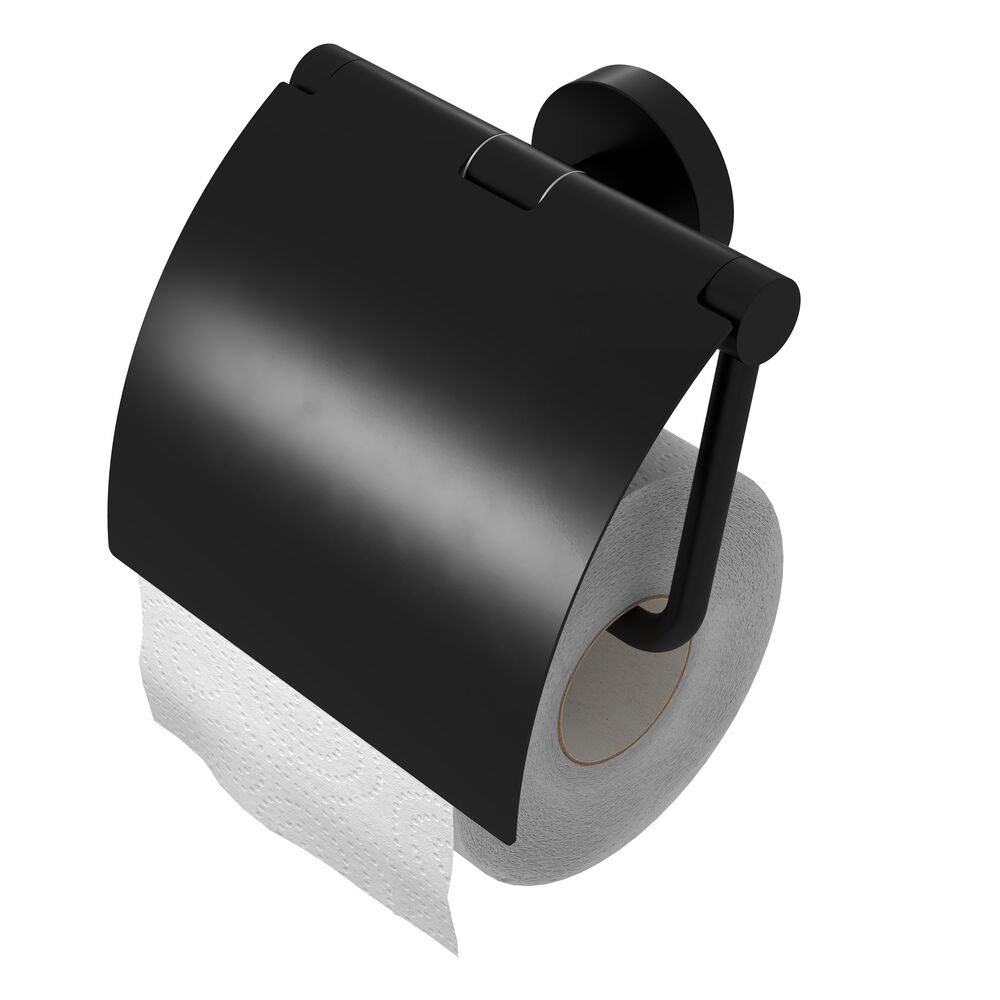 Geesa Nemox Black toiletrolhouder met klep 916508-06