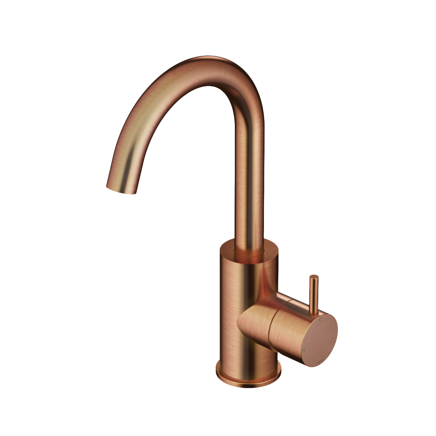 Hotbath Cobber wastafelmengkraan met draaibare uitloop zonder waste CB004BCP Geborsteld Koper PVD